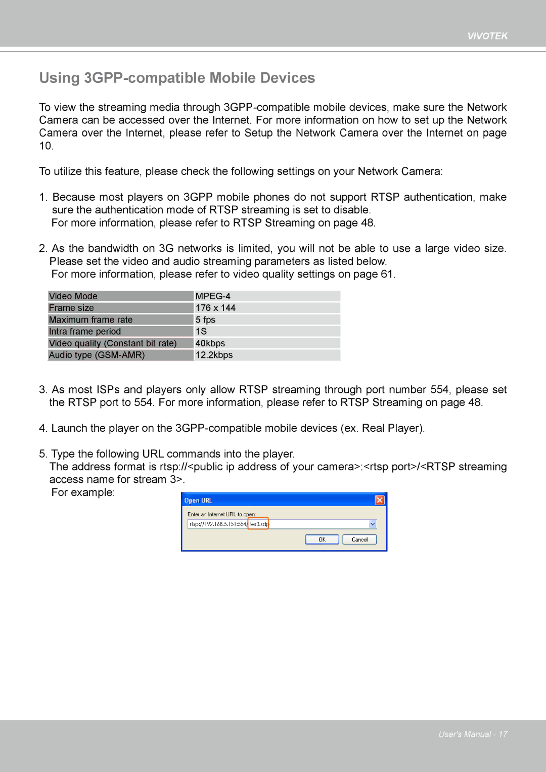 Vivotek SD8111 manual Using 3GPP-compatible Mobile Devices, MPEG-4 