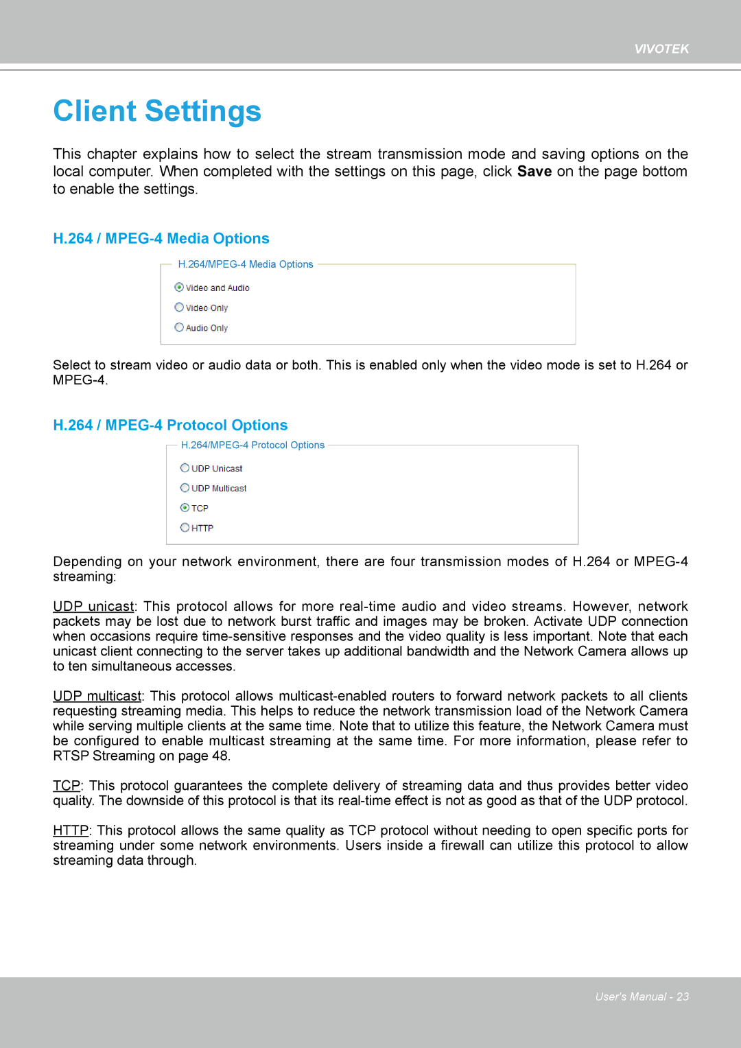 Vivotek SD8111 manual Client Settings 