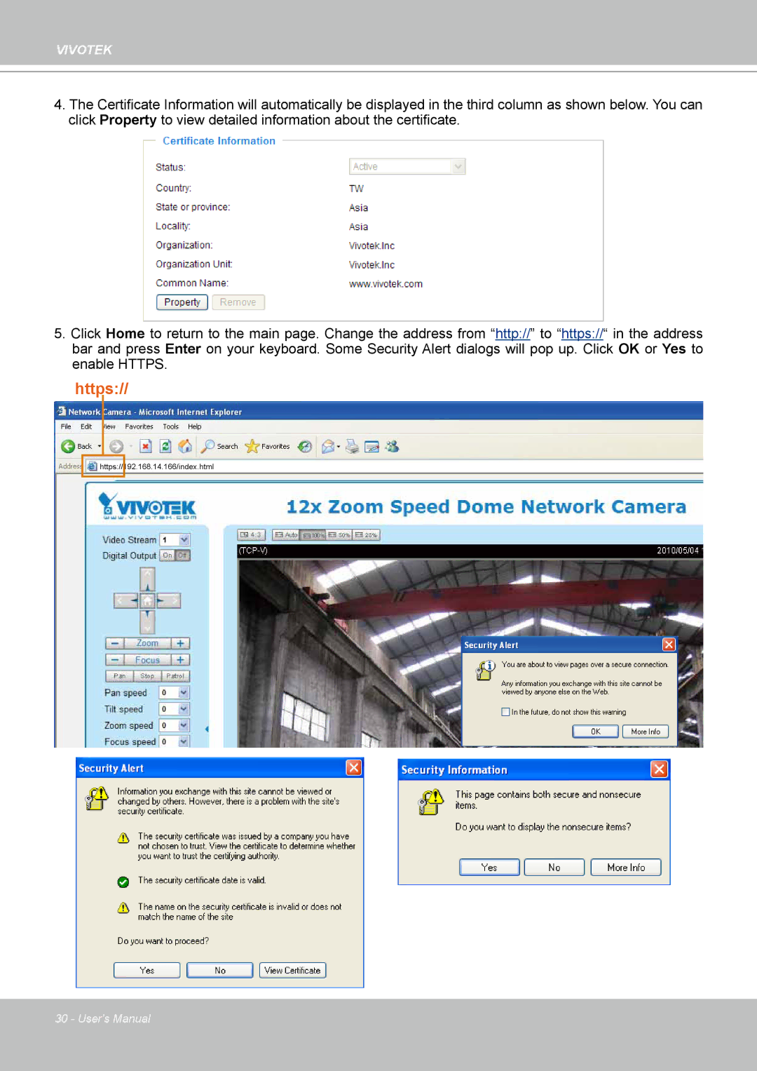 Vivotek SD8111 manual Https 