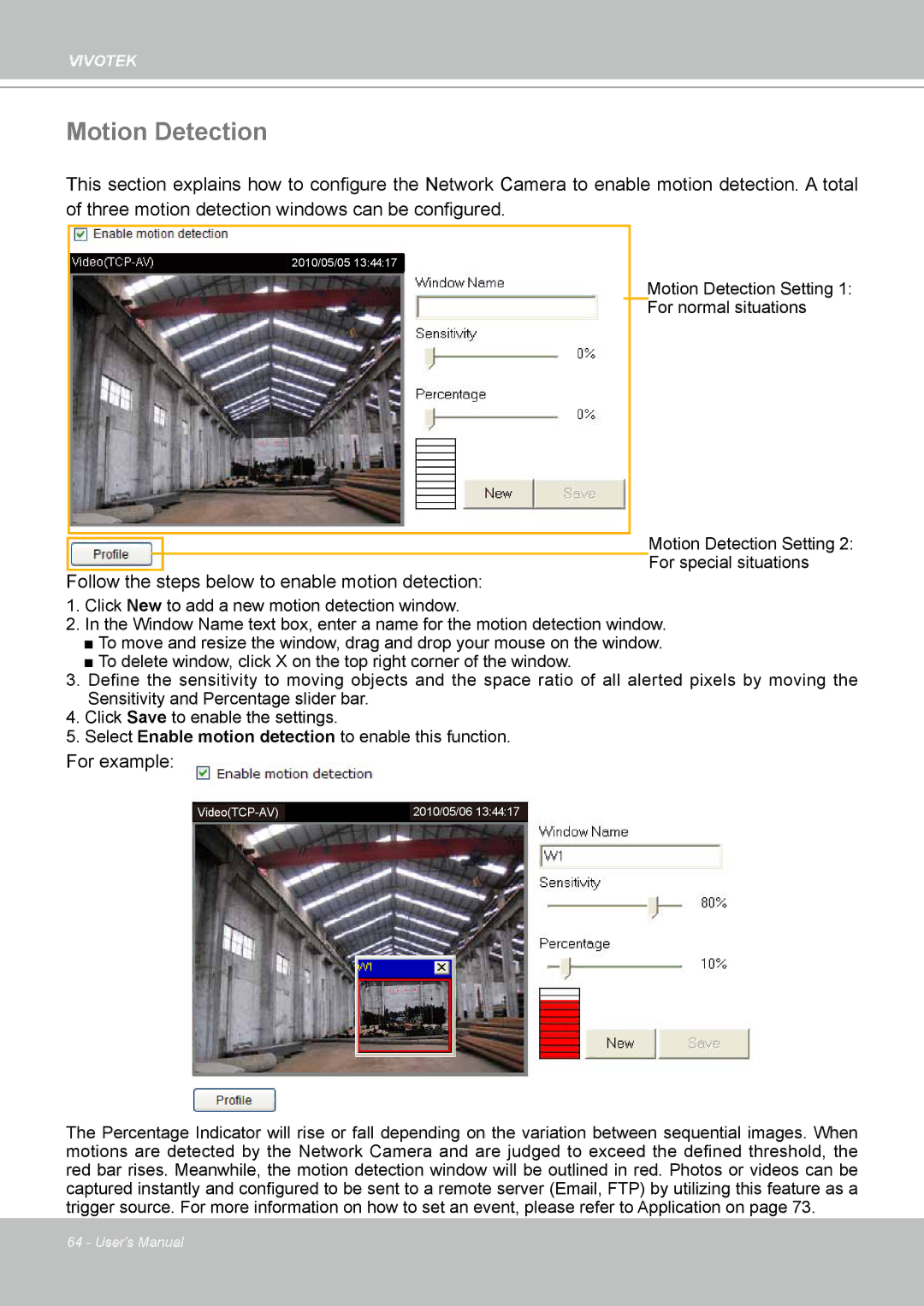 Vivotek SD8111 manual Motion Detection 