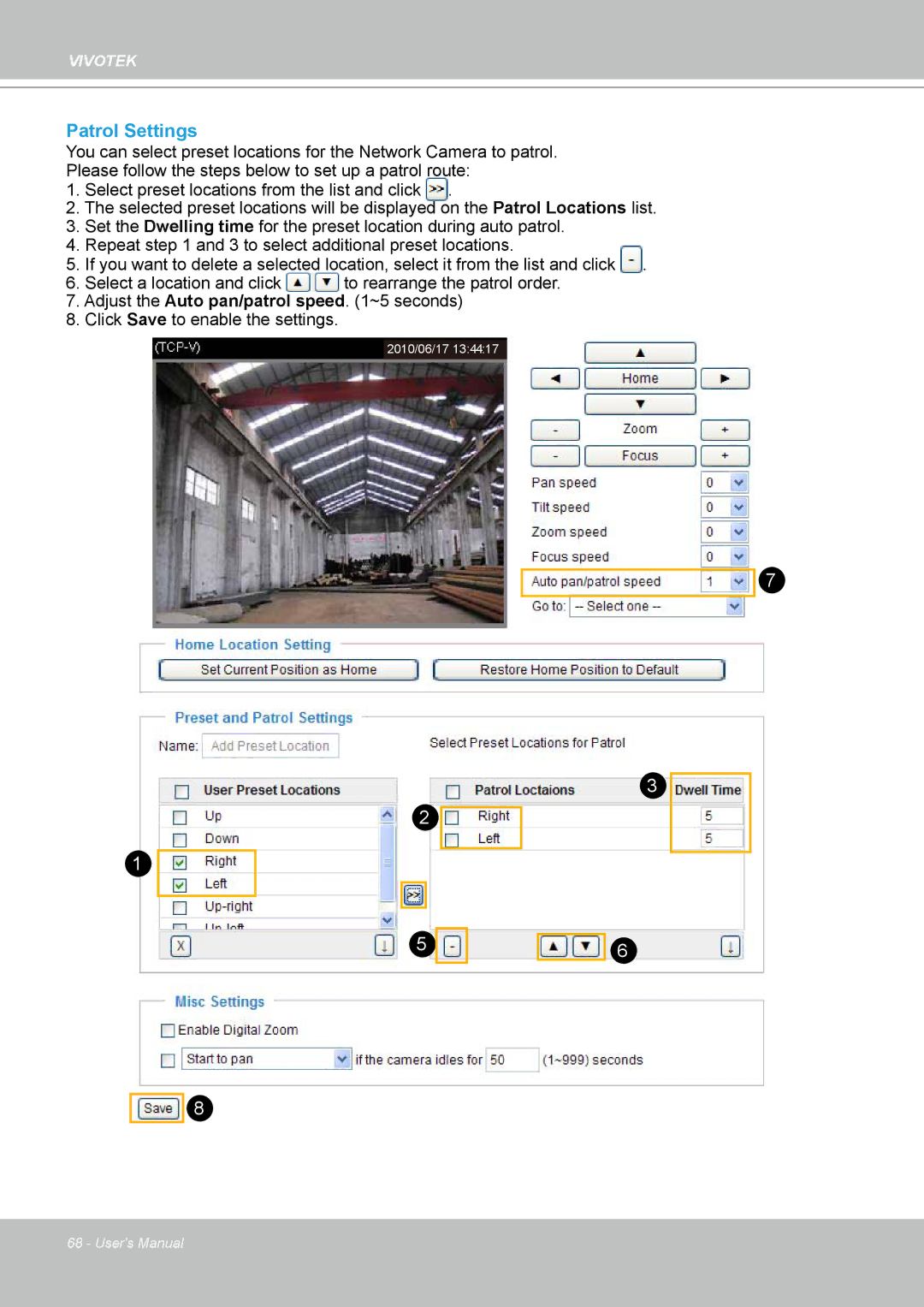 Vivotek SD8111 manual Patrol Settings 