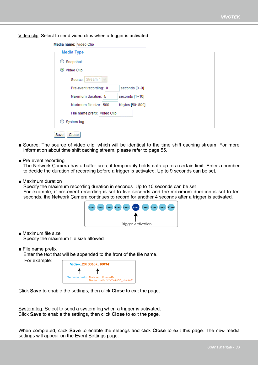 Vivotek SD8111 manual For example 