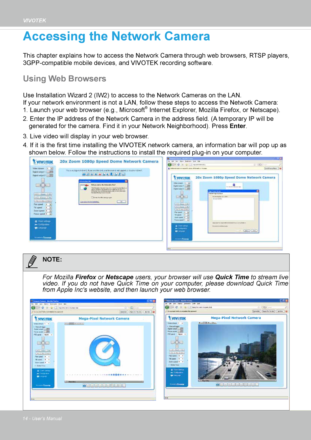 Vivotek SD8362E manual Accessing the Network Camera, Using Web Browsers 