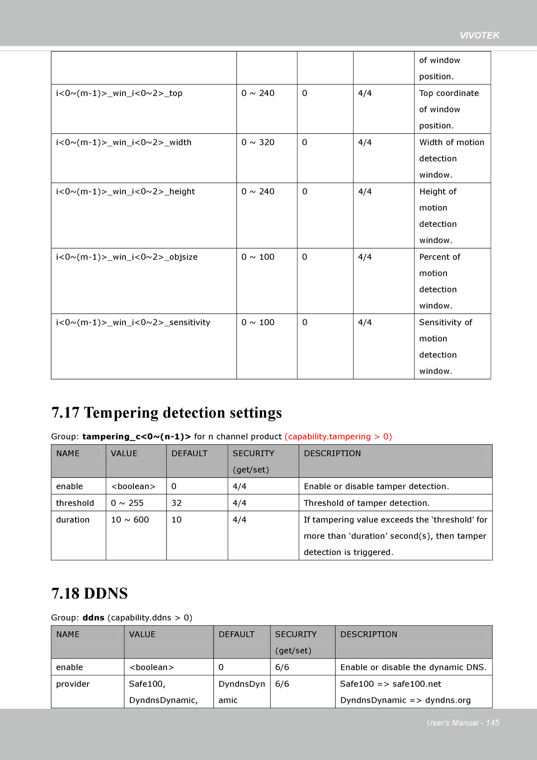 Vivotek SD8362E manual Tempering detection settings, Ddns 