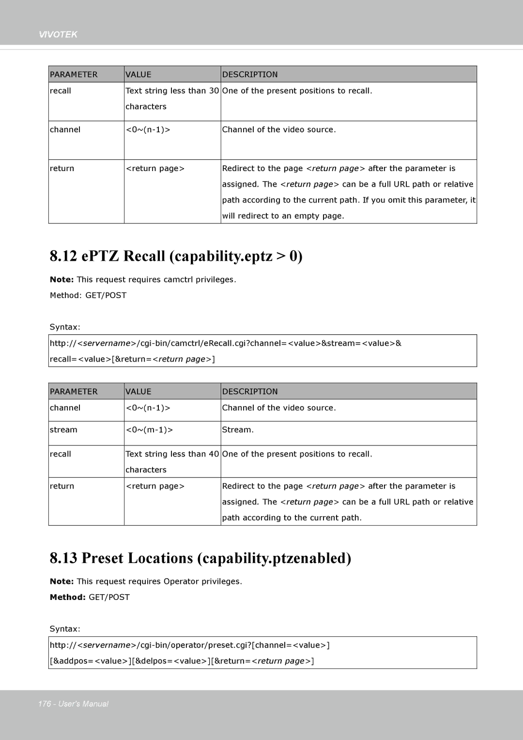 Vivotek SD8362E manual EPTZ Recall capability.eptz, Preset Locations capability.ptzenabled 