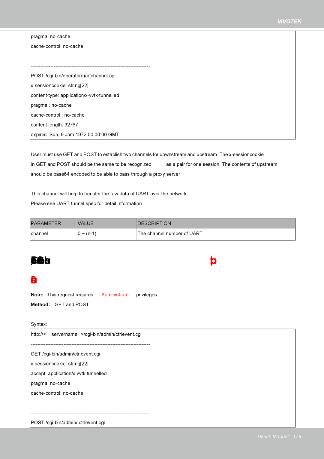 Vivotek SD8362E manual Event/Control Http Tunnel Channel capability. evctrlchannel 