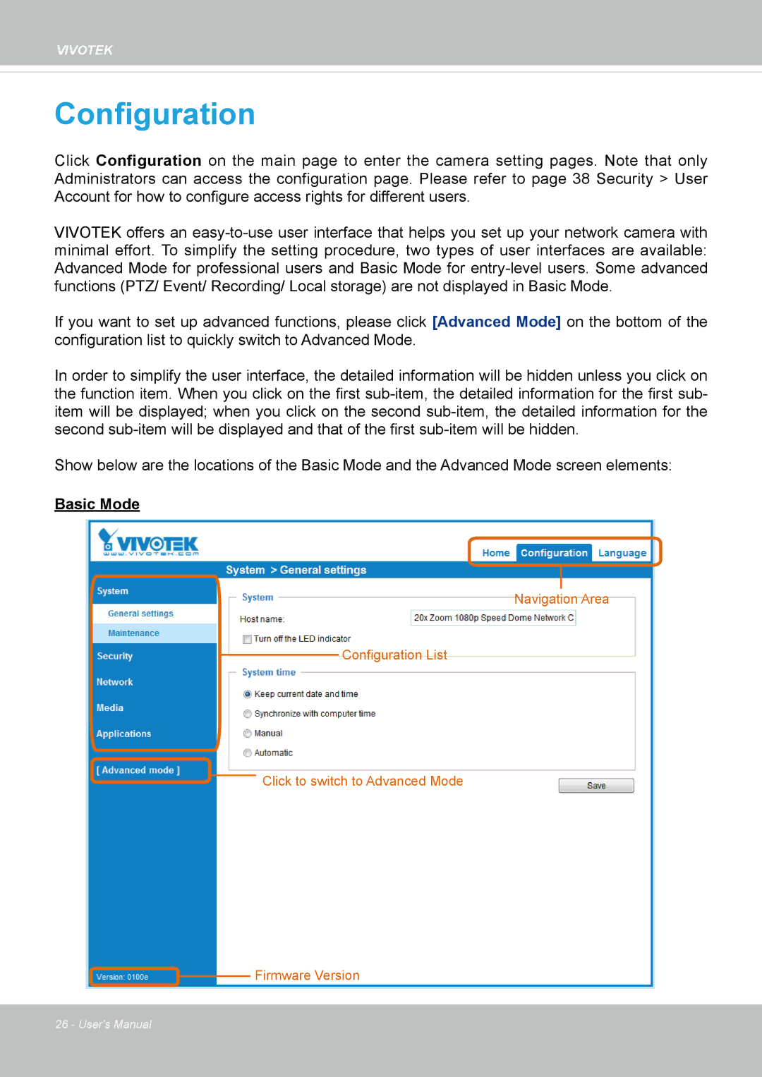 Vivotek SD8362E manual Configuration 