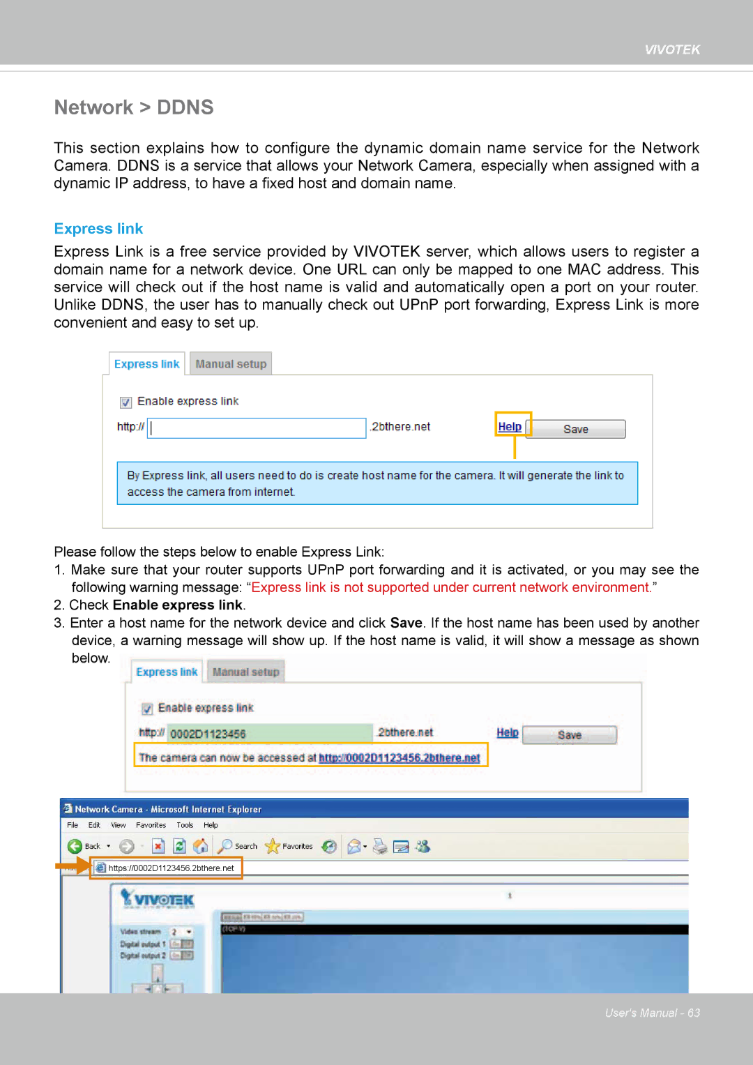 Vivotek SD8362E manual Network Ddns, Express link 