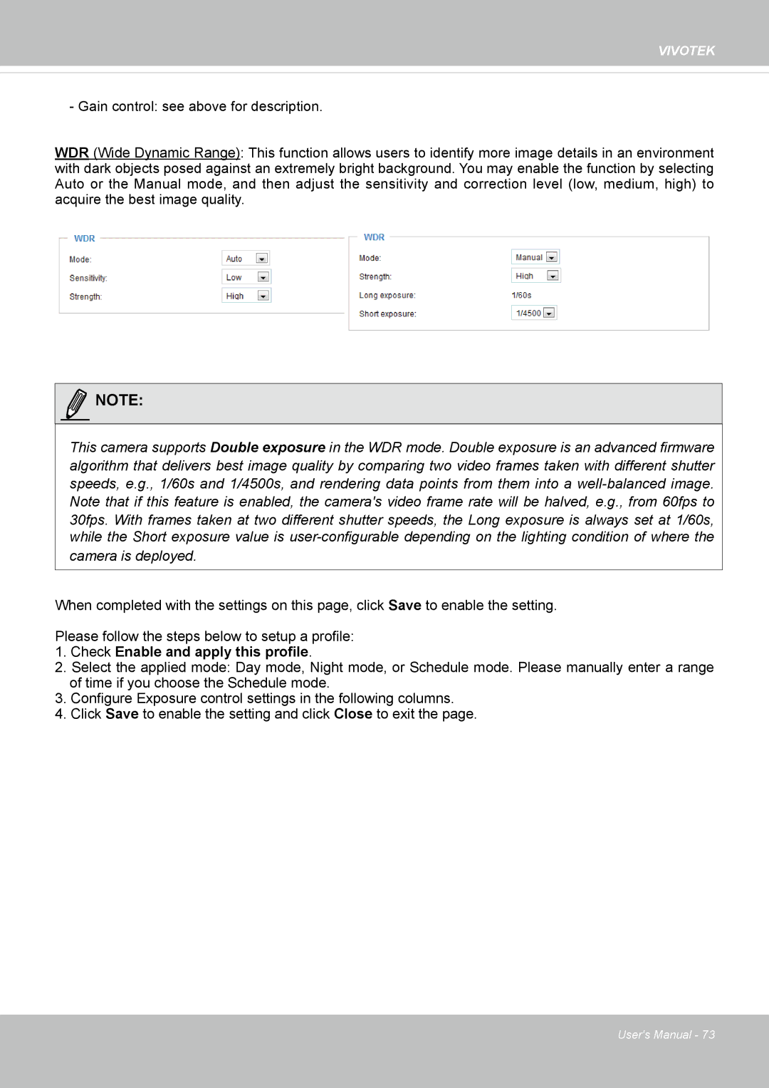 Vivotek SD8362E manual Check Enable and apply this profile 