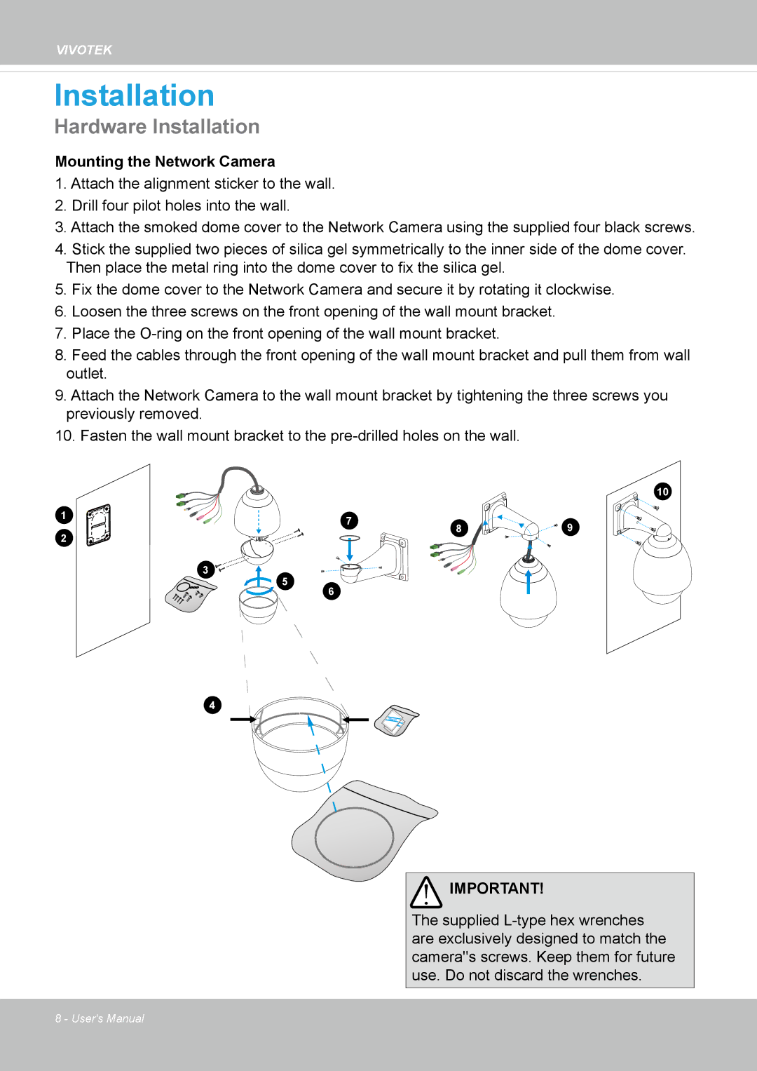 Vivotek SD8362E manual Hardware Installation 