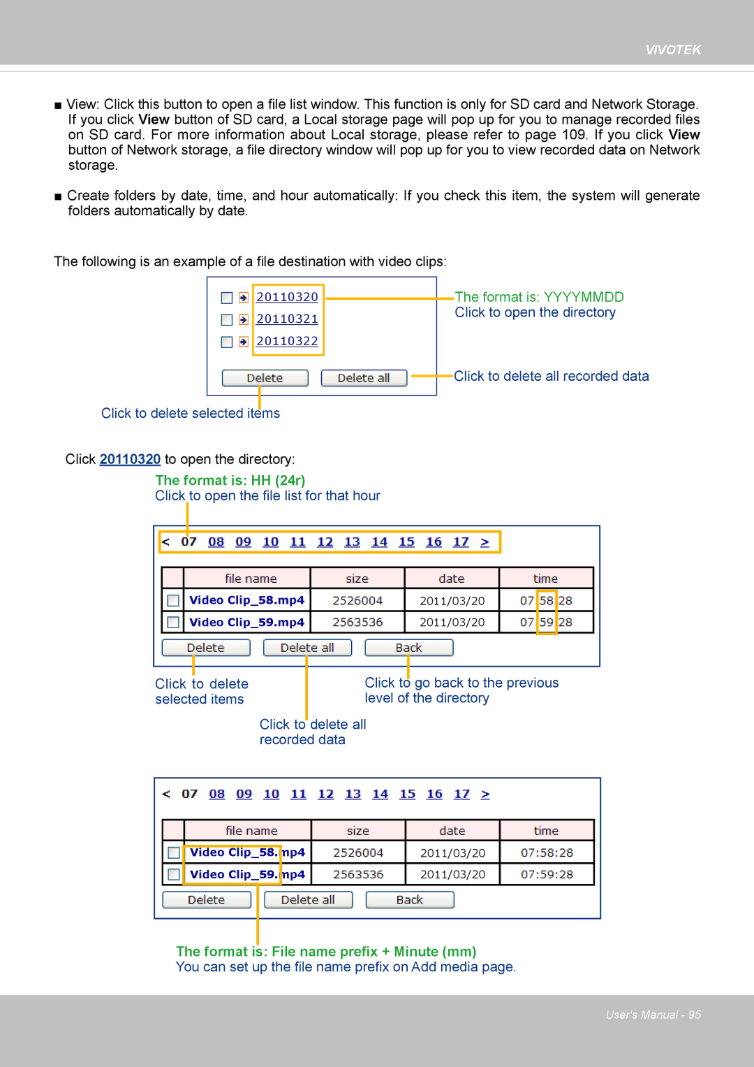 Vivotek SD8362E manual Format is HH 24r 