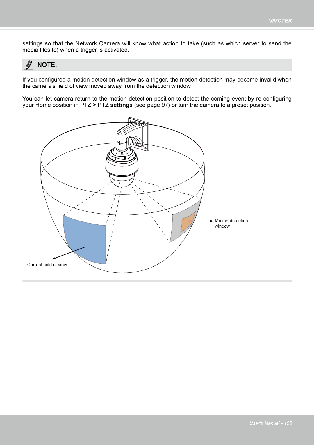 Vivotek 63E-M, SD8363E user manual Motion detection window Current field of view 