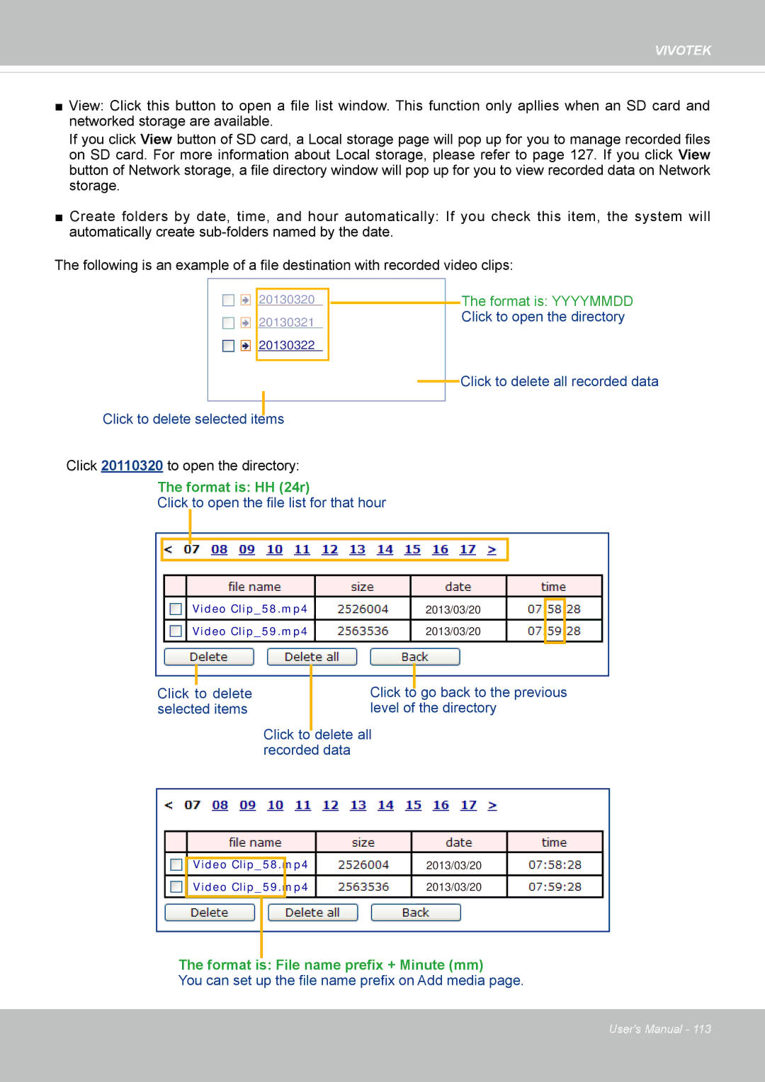 Vivotek 63E-M, SD8363E user manual Format is HH 24r 