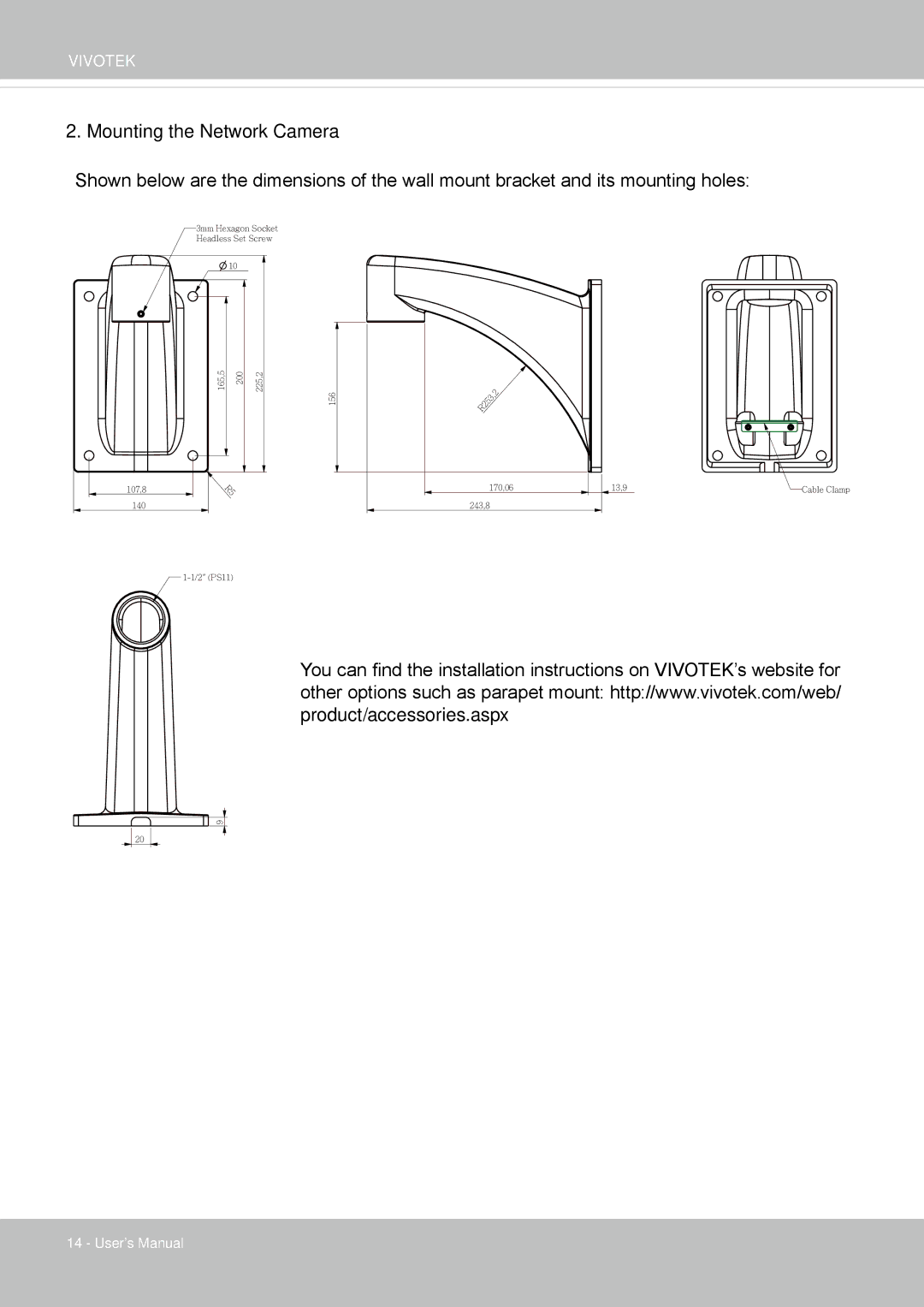 Vivotek SD8363E, 63E-M user manual Mounting the Network Camera 