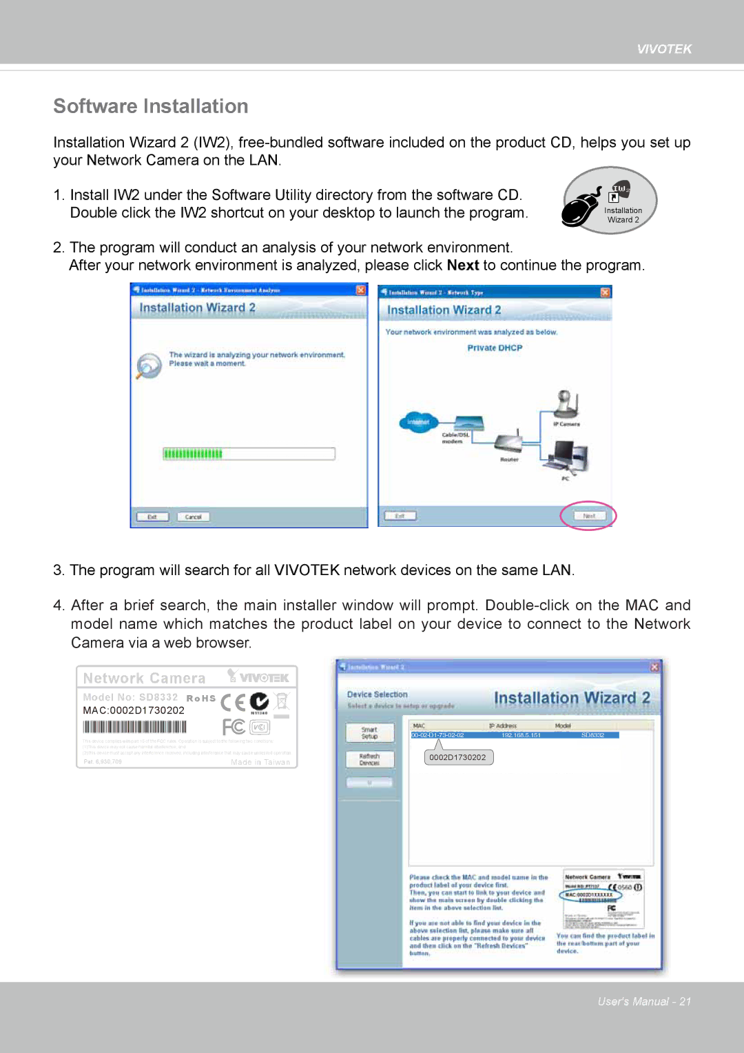 Vivotek 63E-M, SD8363E user manual Software Installation, Network Camera 