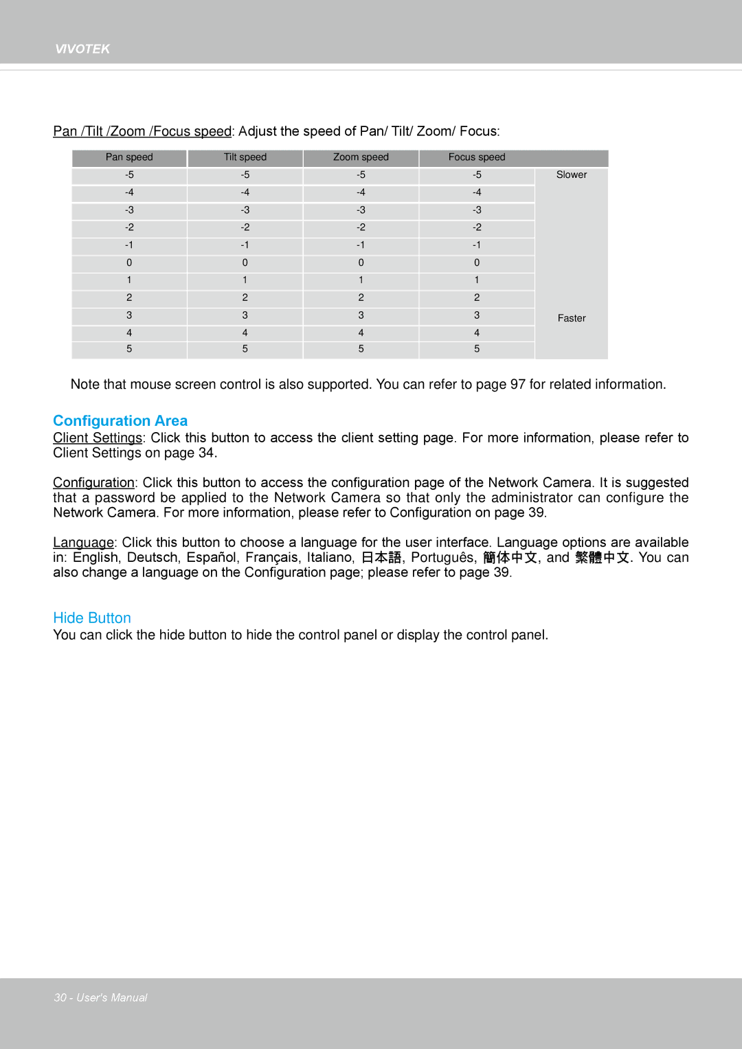 Vivotek SD8363E, 63E-M user manual Configuration Area 