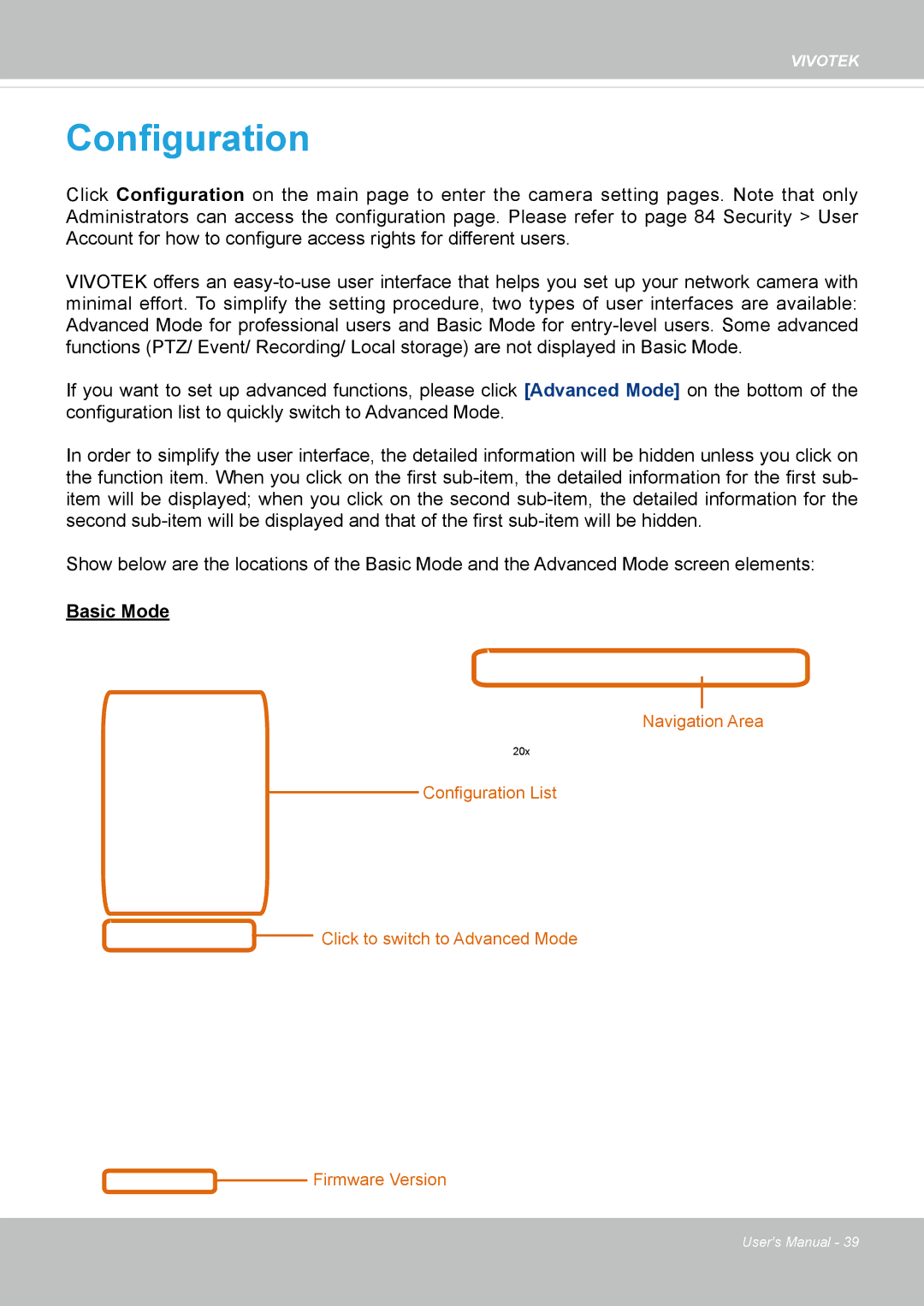 Vivotek 63E-M, SD8363E user manual Configuration 