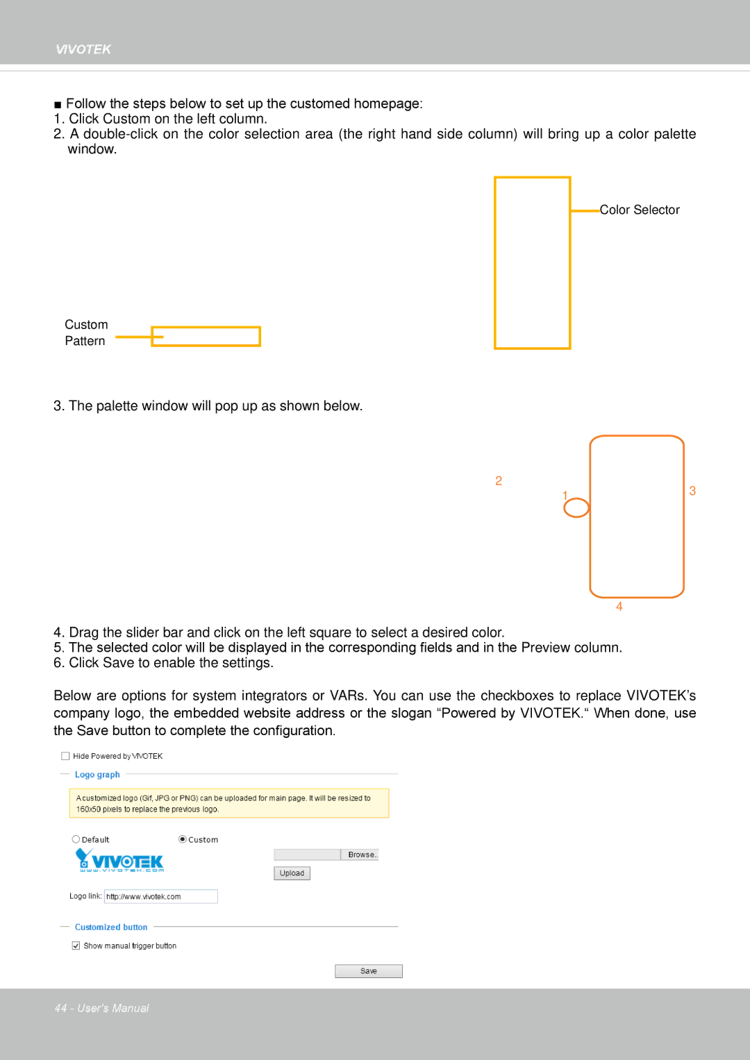 Vivotek SD8363E, 63E-M user manual Palette window will pop up as shown below 