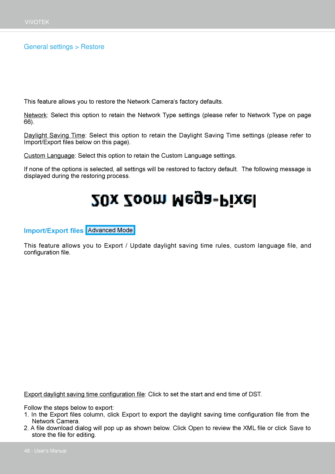 Vivotek SD8363E, 63E-M user manual General settings Restore, Import/Export files 