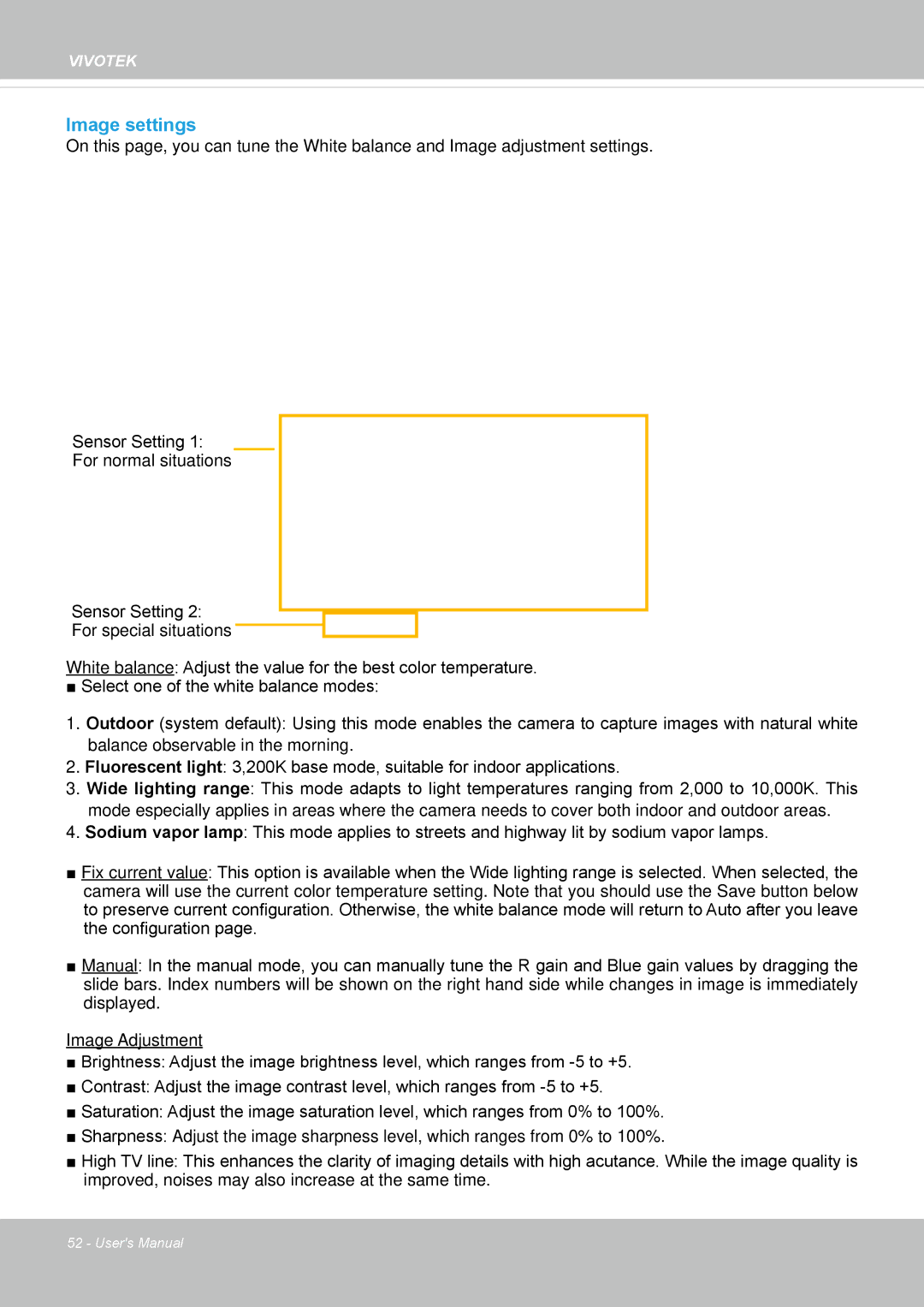 Vivotek SD8363E, 63E-M user manual Image settings 