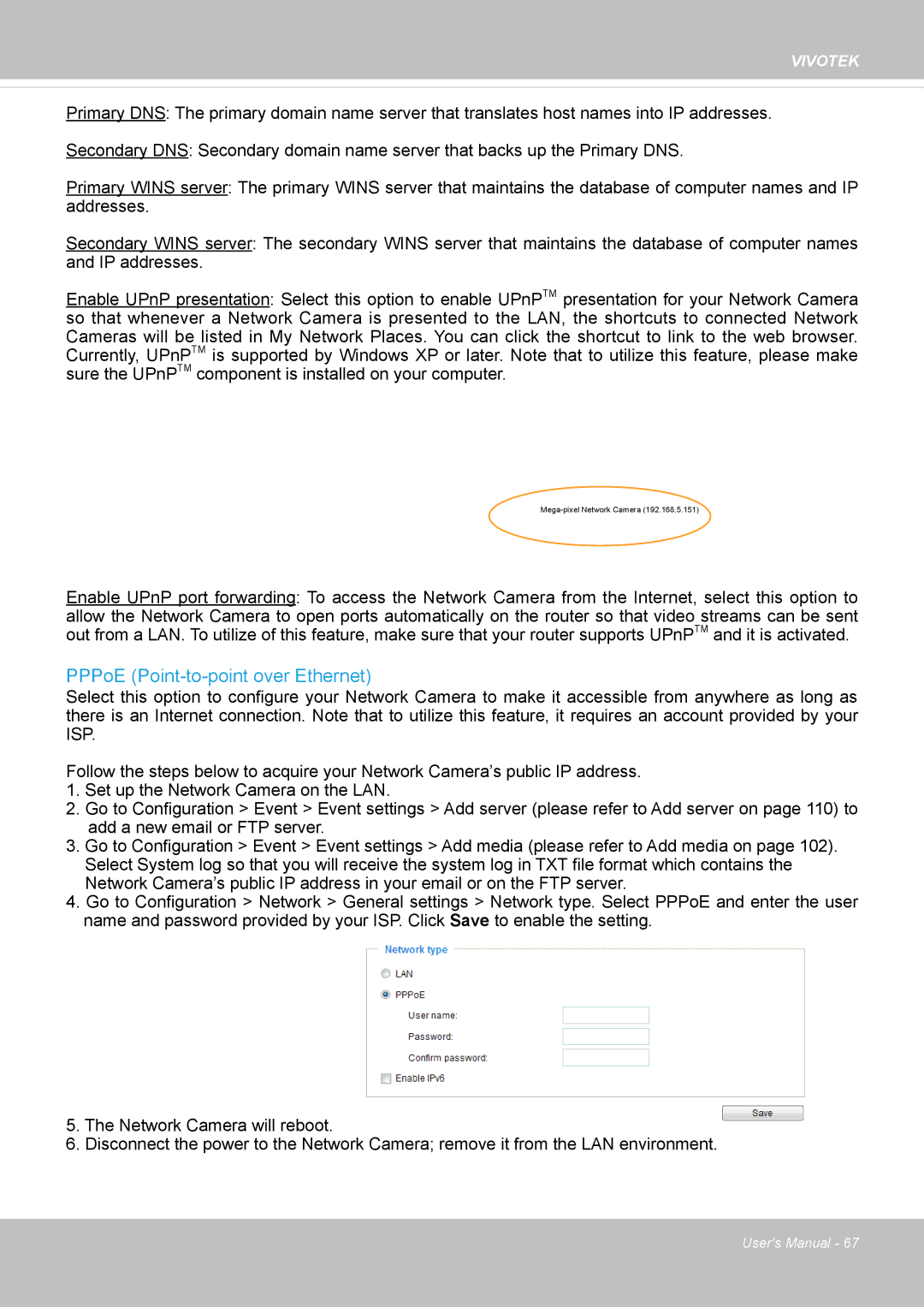 Vivotek 63E-M, SD8363E user manual PPPoE Point-to-point over Ethernet 