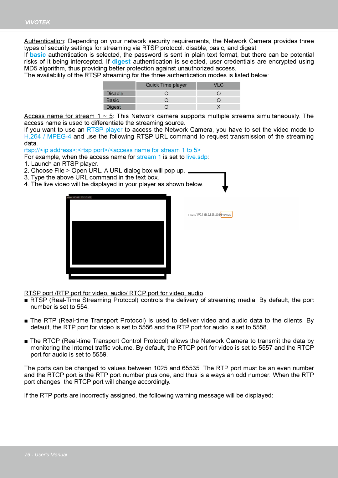 Vivotek SD8363E, 63E-M user manual Vlc 