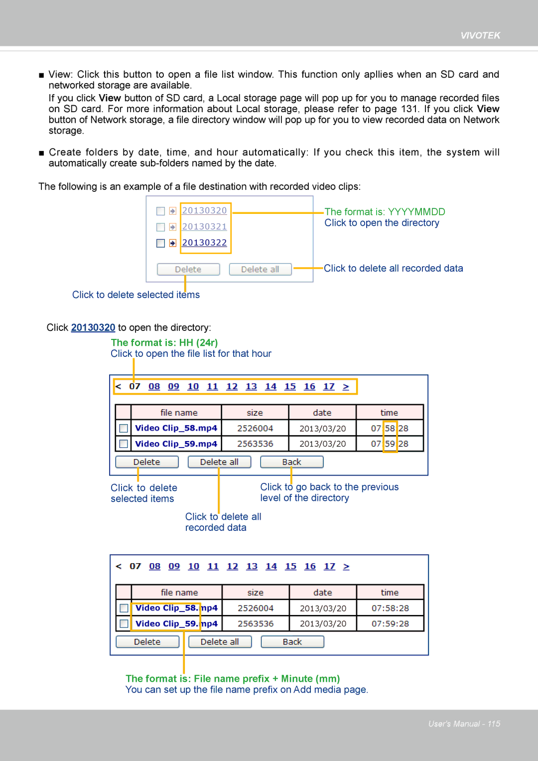 Vivotek M, SD8364E user manual Format is HH 24r 