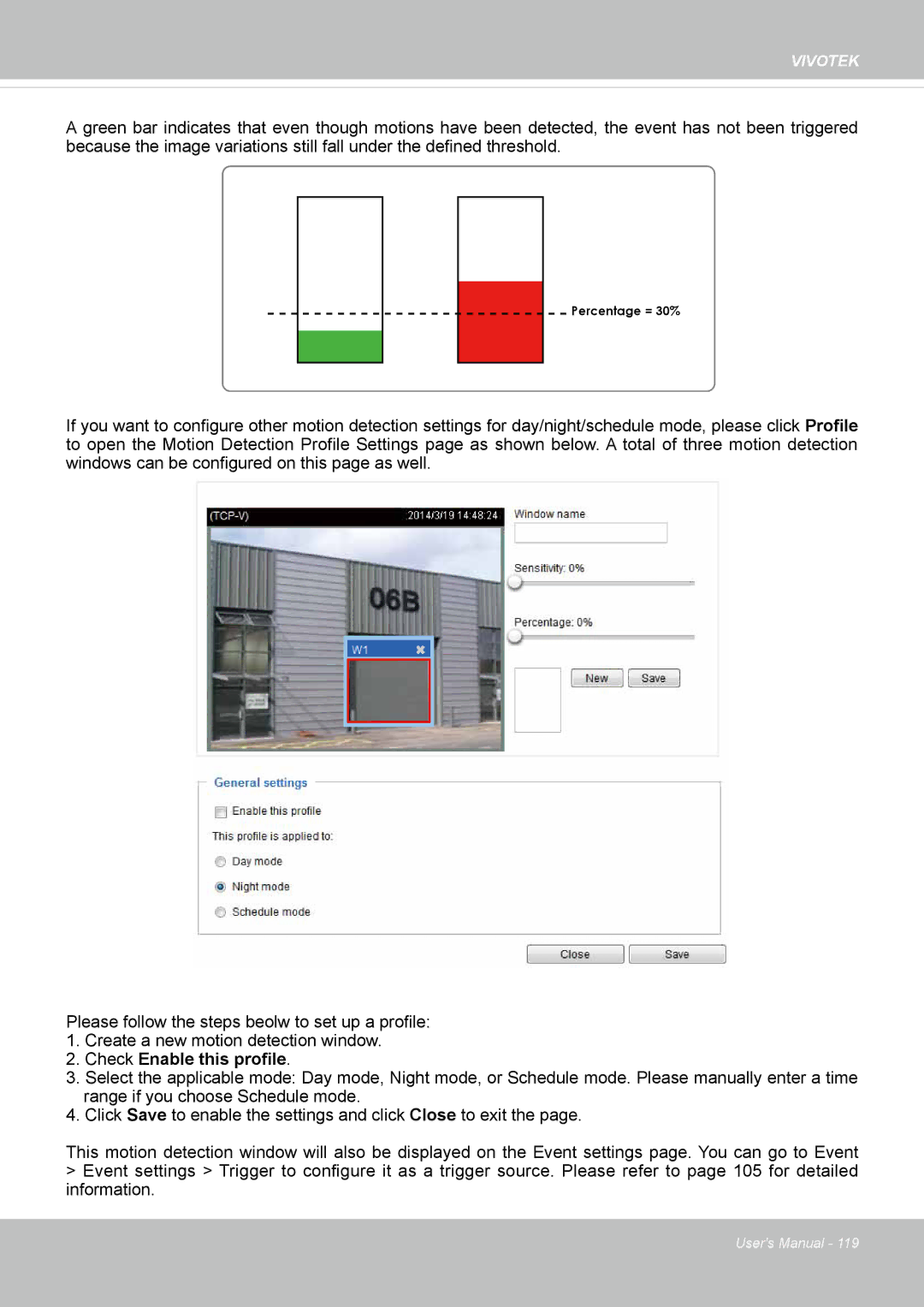 Vivotek M, SD8364E user manual Check Enable this profile 