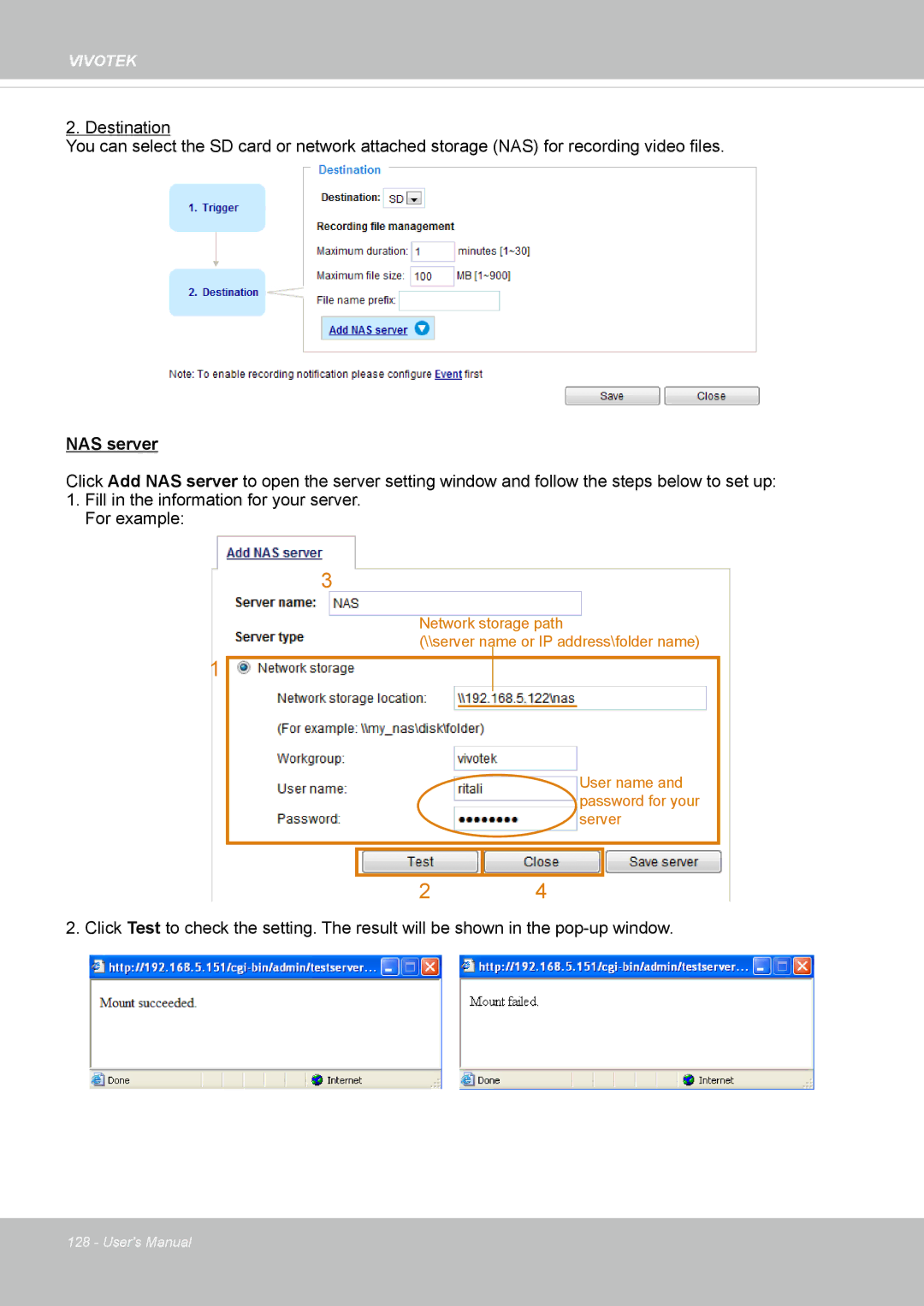 Vivotek SD8364E, M user manual NAS server 