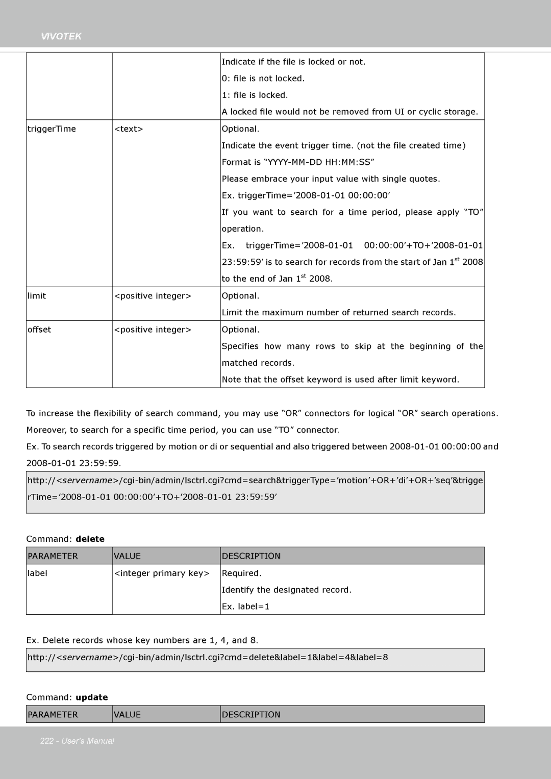 Vivotek SD8364E, M user manual Indicate if the file is locked or not 