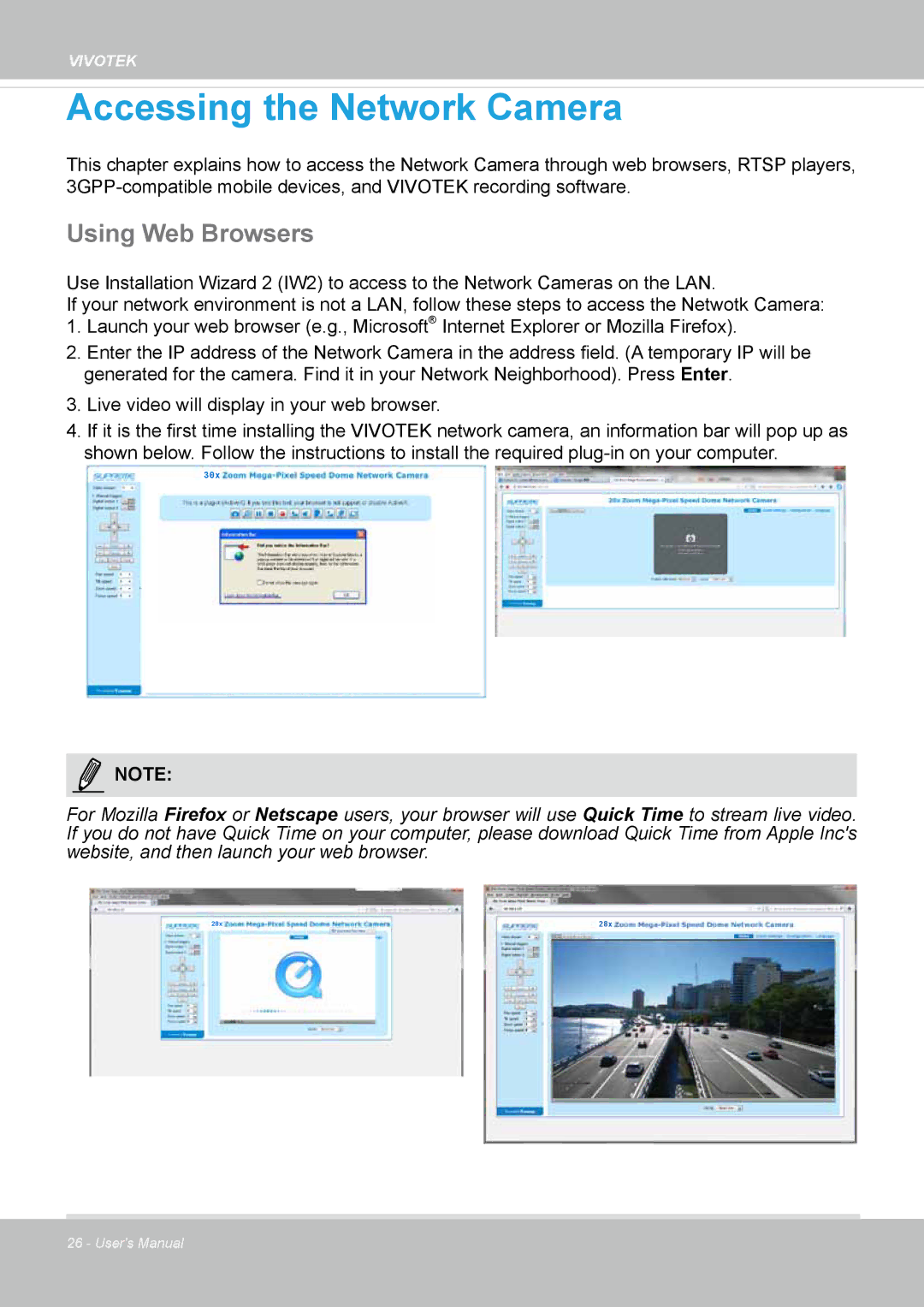 Vivotek SD8364E, M user manual Accessing the Network Camera, Using Web Browsers 