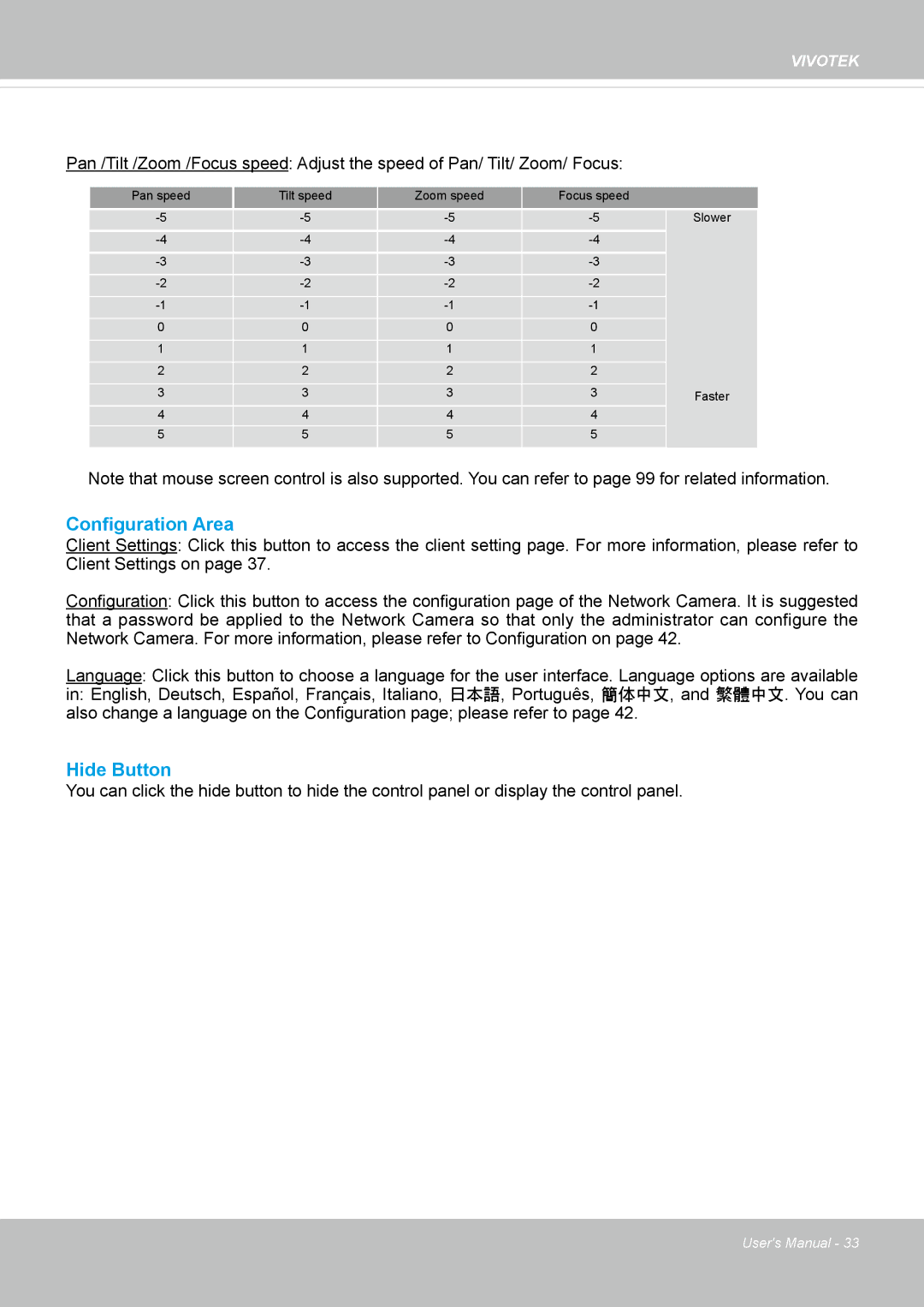 Vivotek M, SD8364E user manual Configuration Area 