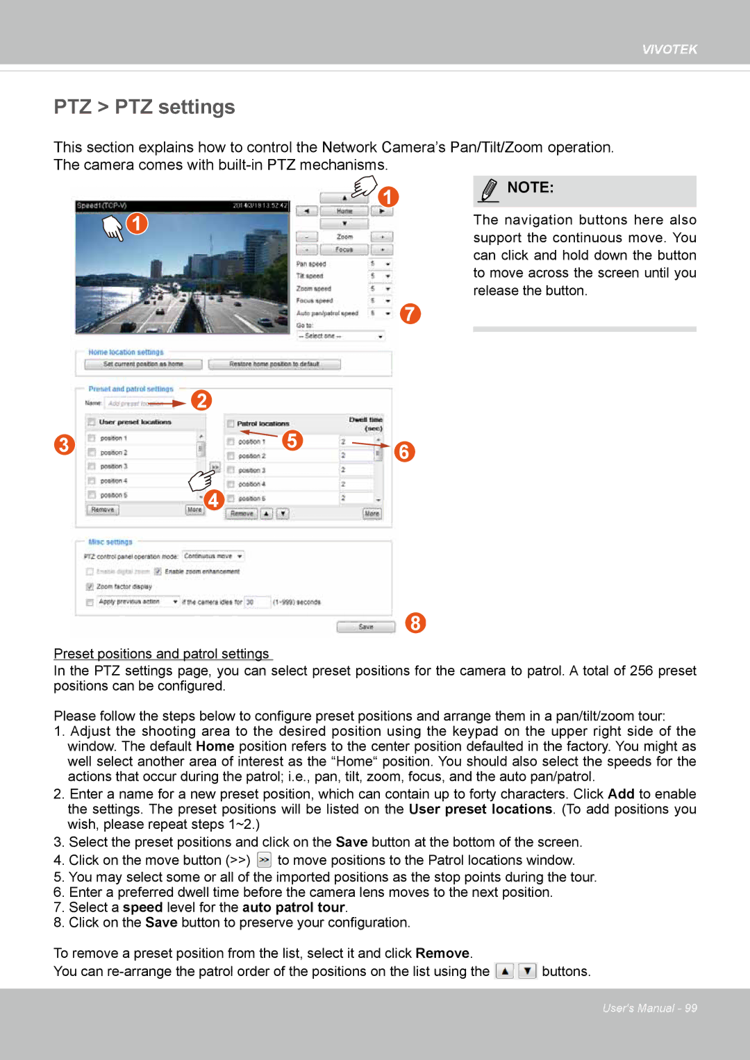 Vivotek M, SD8364E user manual PTZ PTZ settings 