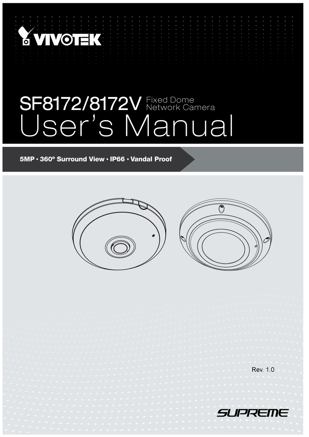 Vivotek SF8172 user manual 5MP 360º Surround View IP66 Vandal Proof 