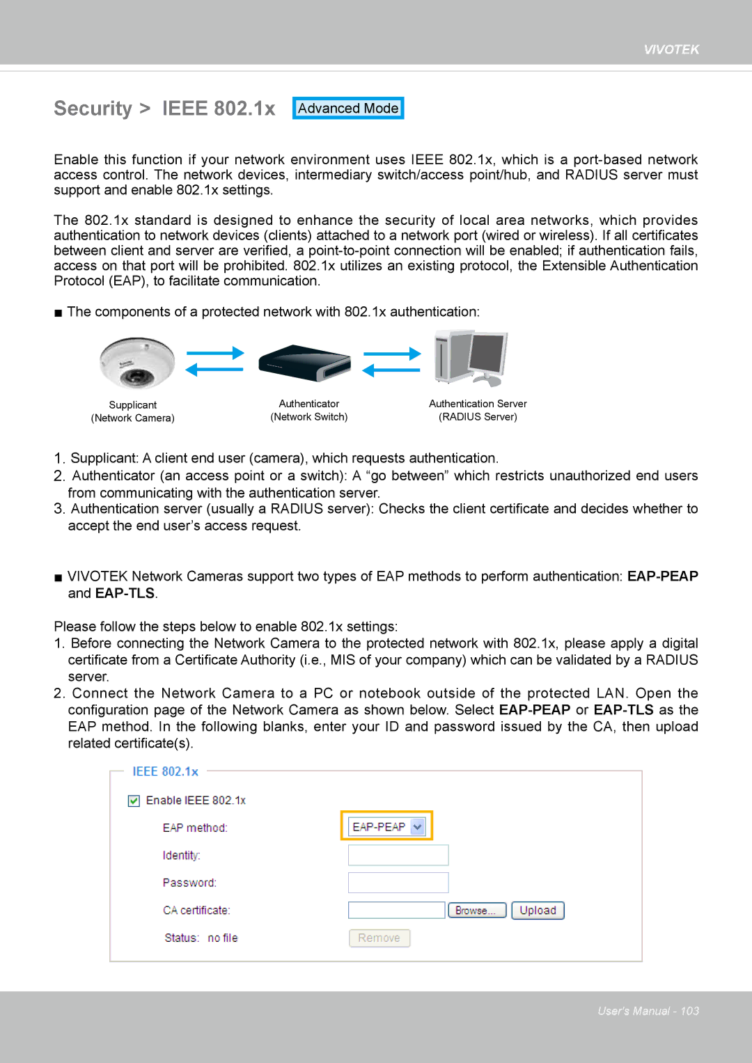 Vivotek SF8172 user manual Security Ieee 