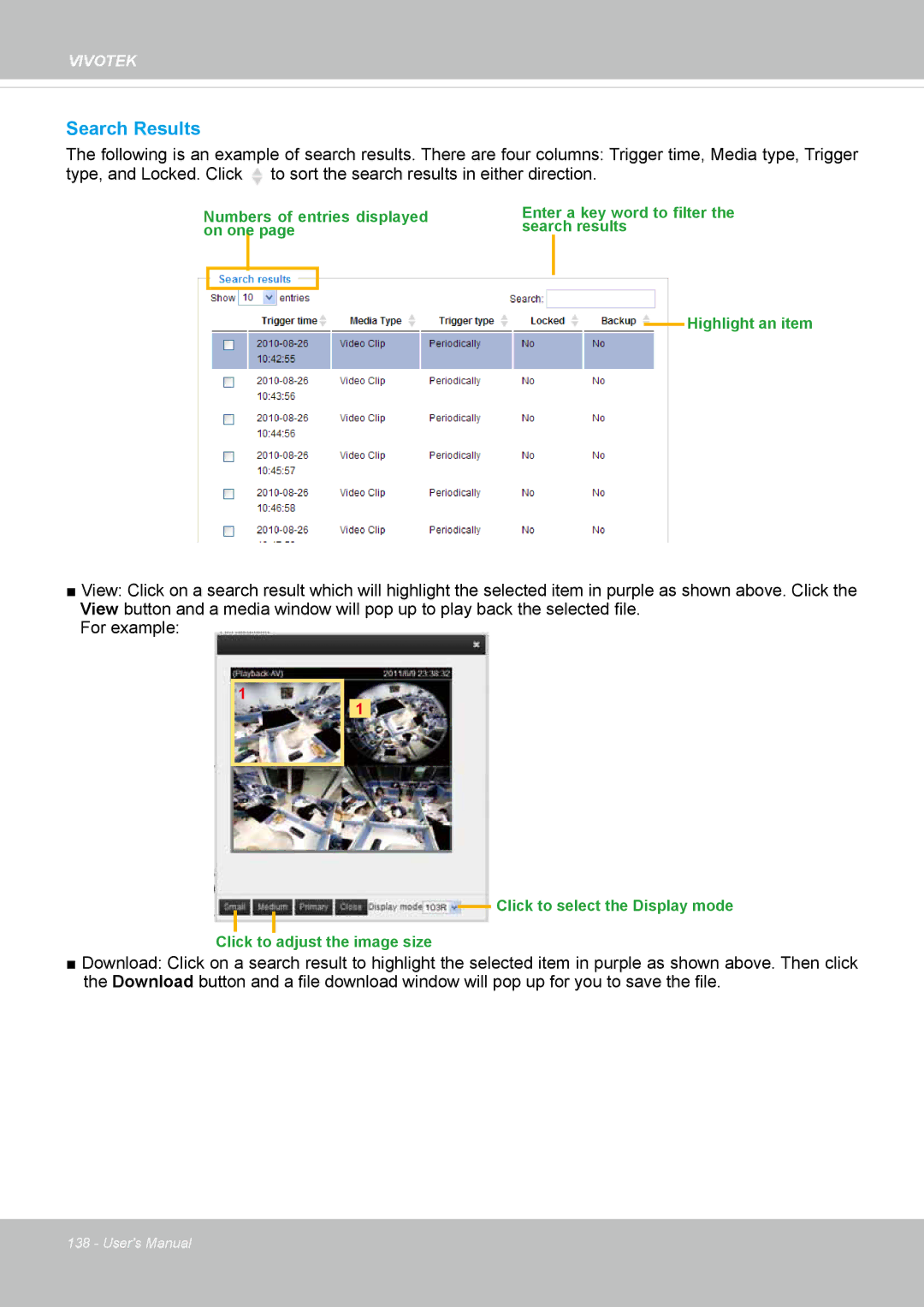 Vivotek SF8172 user manual Search Results 