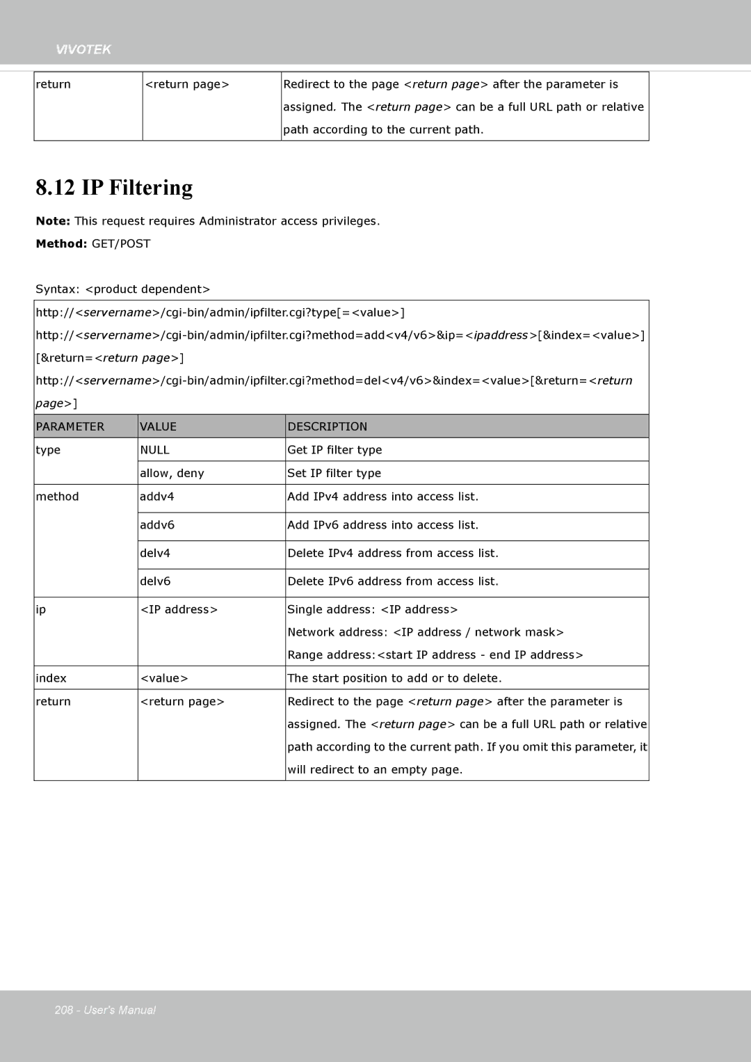 Vivotek SF8172 user manual IP Filtering 