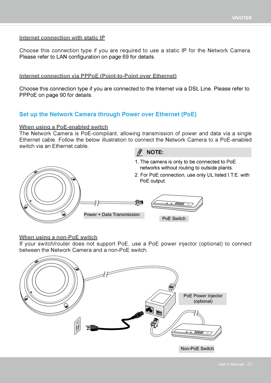 Vivotek SF8172 user manual Set up the Network Camera through Power over Ethernet PoE 