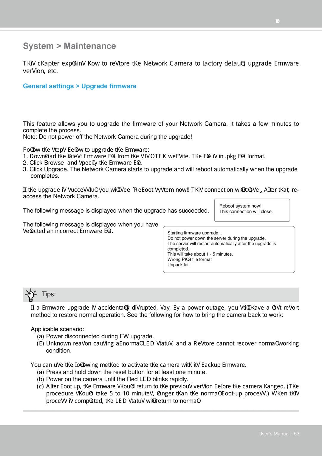 Vivotek SF8172 user manual System Maintenance, General settings Upgrade firmware 