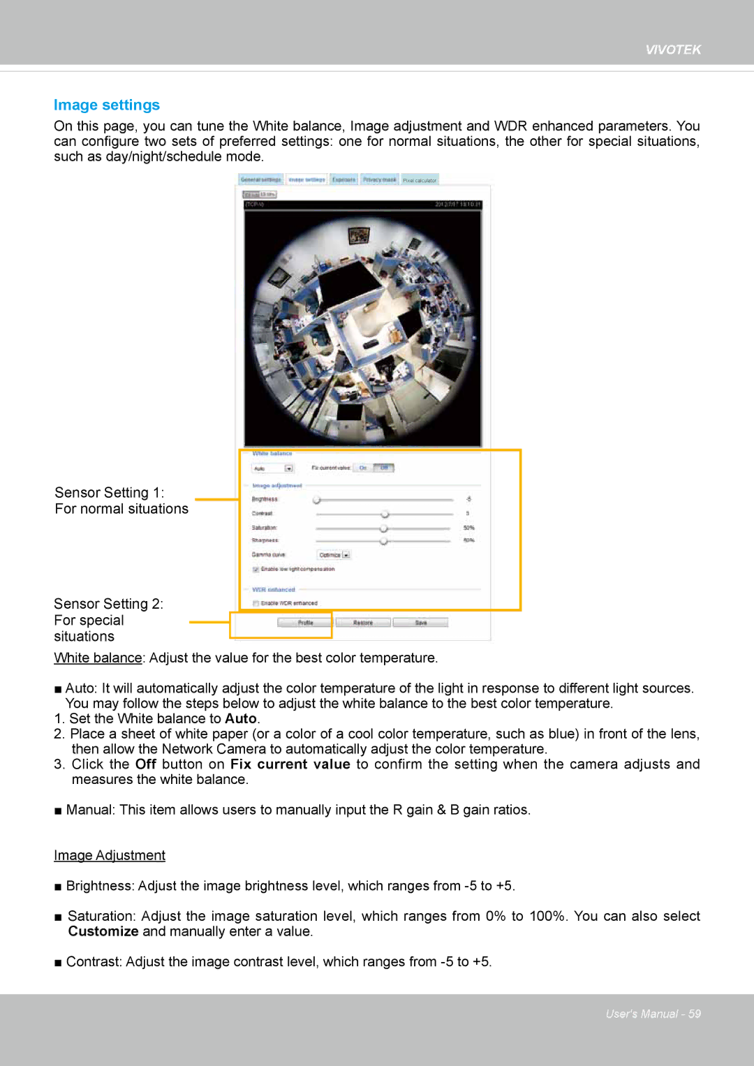 Vivotek SF8172 user manual Image settings 