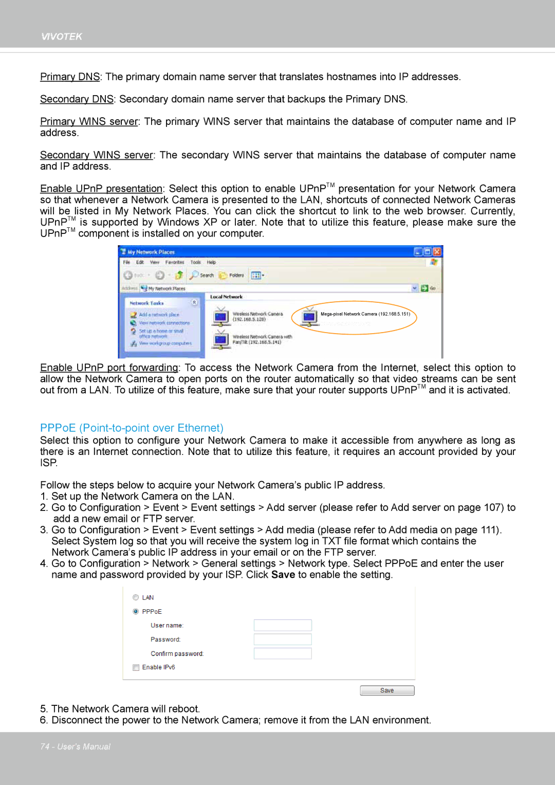 Vivotek SF8172 user manual PPPoE Point-to-point over Ethernet 