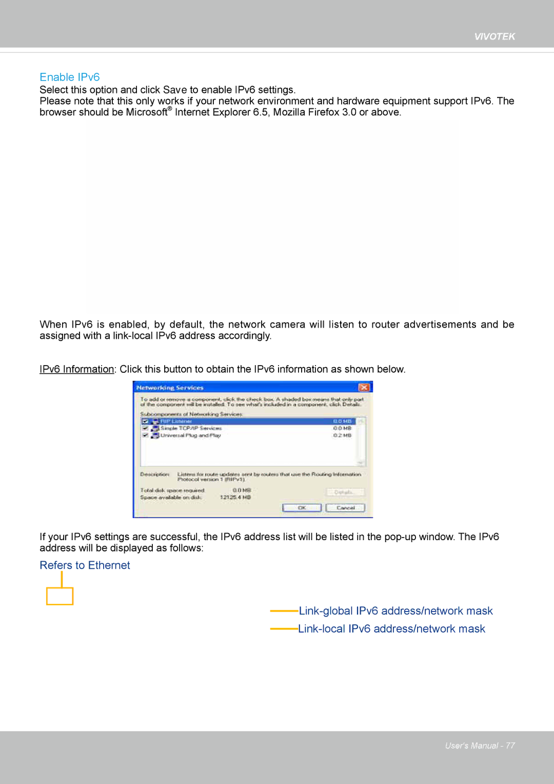 Vivotek SF8172 user manual Enable IPv6 