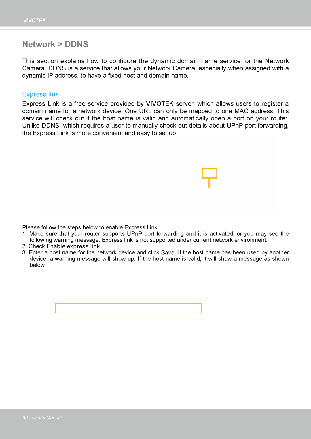 Vivotek SF8172 user manual Network Ddns, Express link 