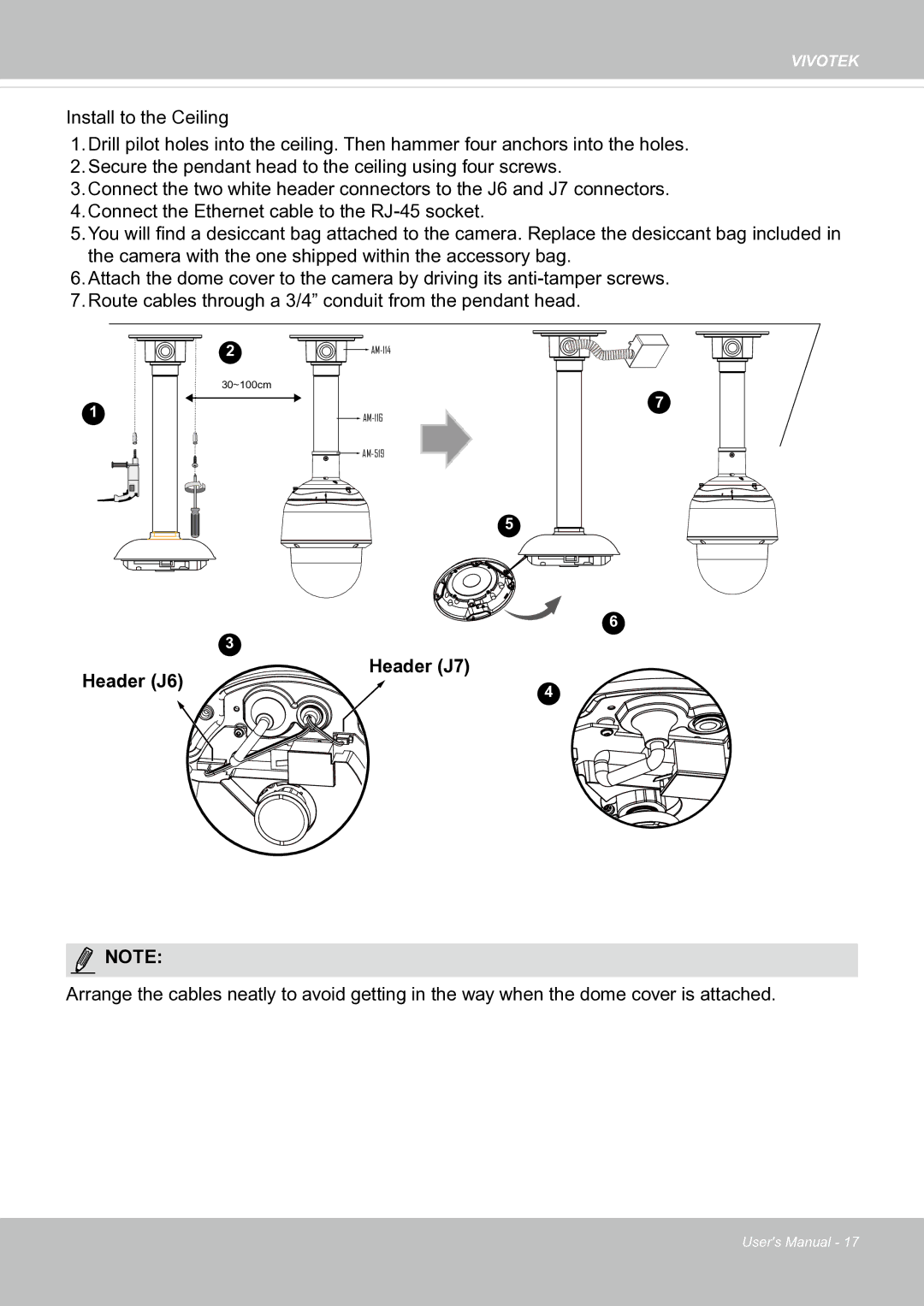 Vivotek SF8174 user manual Header J6 Header J7 