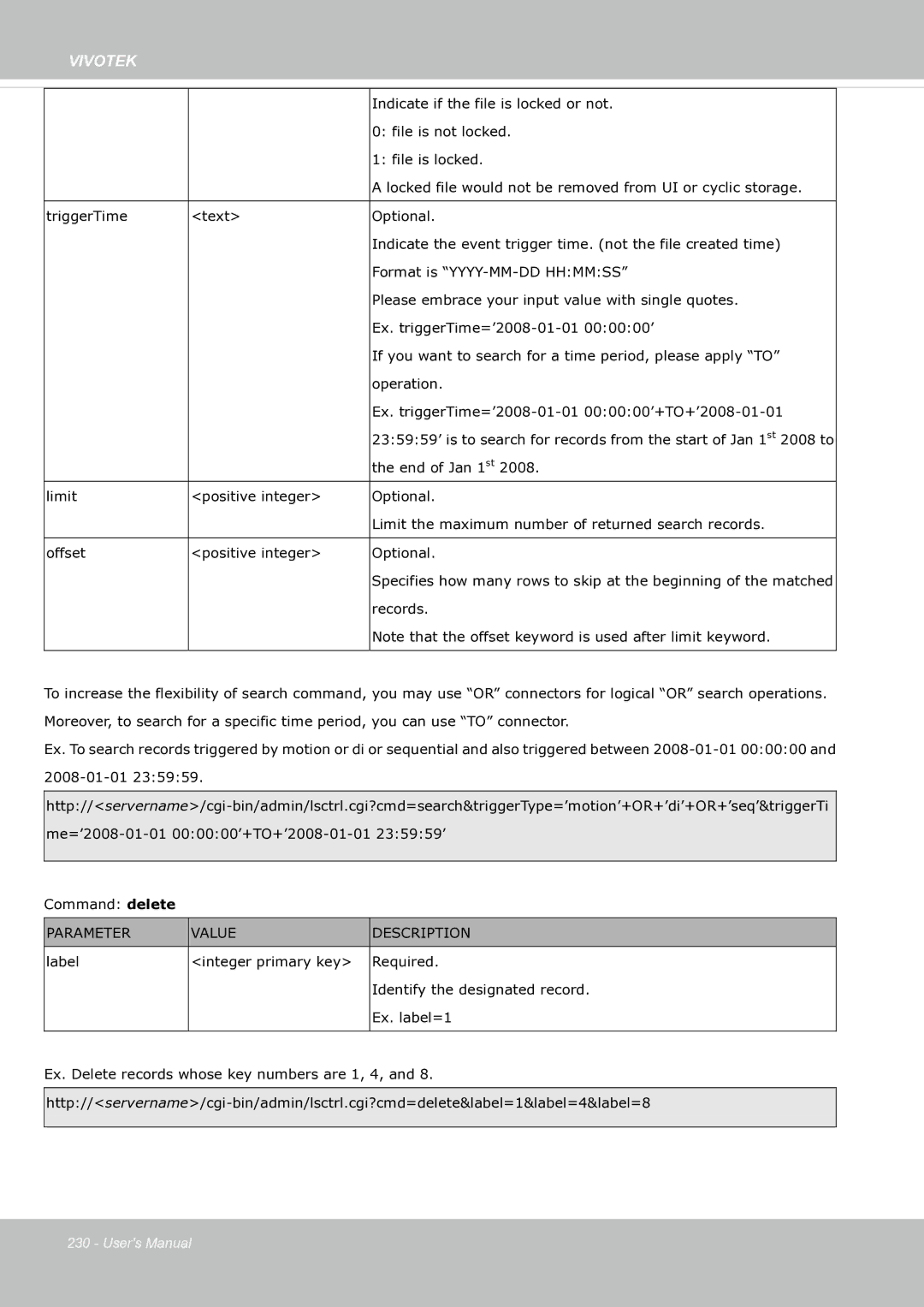 Vivotek SF8174 user manual Indicate if the file is locked or not 