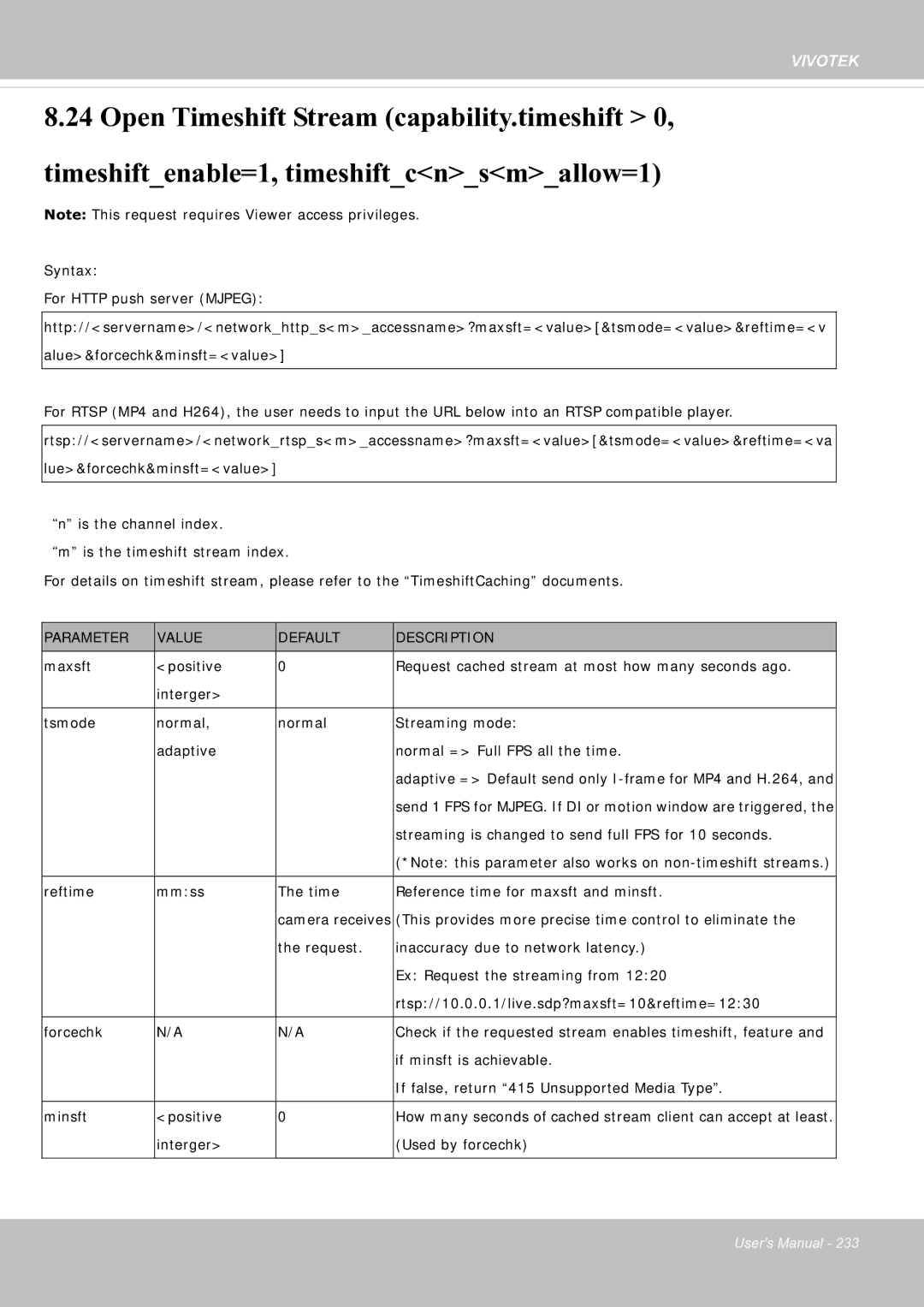 Vivotek SF8174 user manual Streaming is changed to send full FPS for 10 seconds 