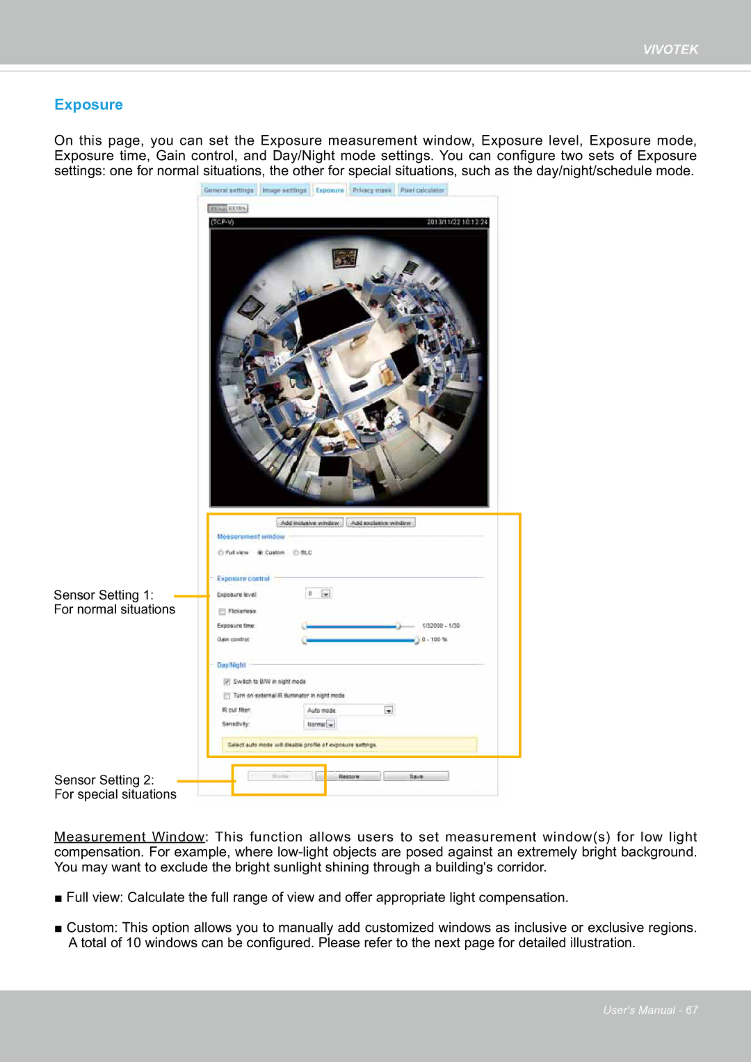 Vivotek SF8174 user manual Exposure 