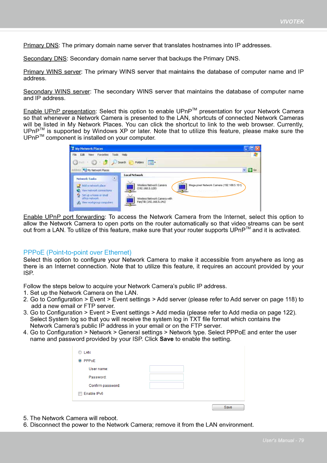 Vivotek SF8174 user manual PPPoE Point-to-point over Ethernet 