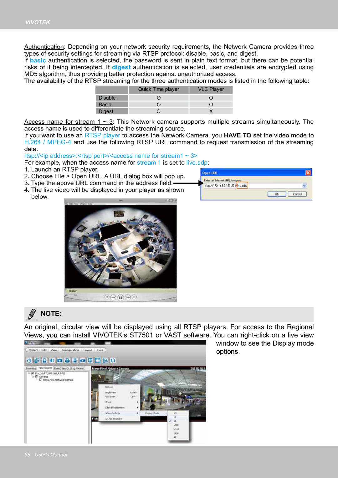 Vivotek SF8174 user manual Live video will be displayed in your player as shown Below 