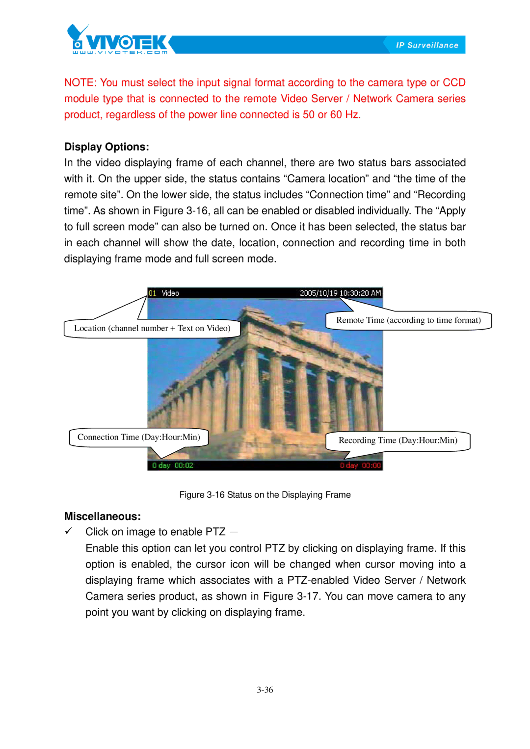 Vivotek ST3402 user manual Display Options 